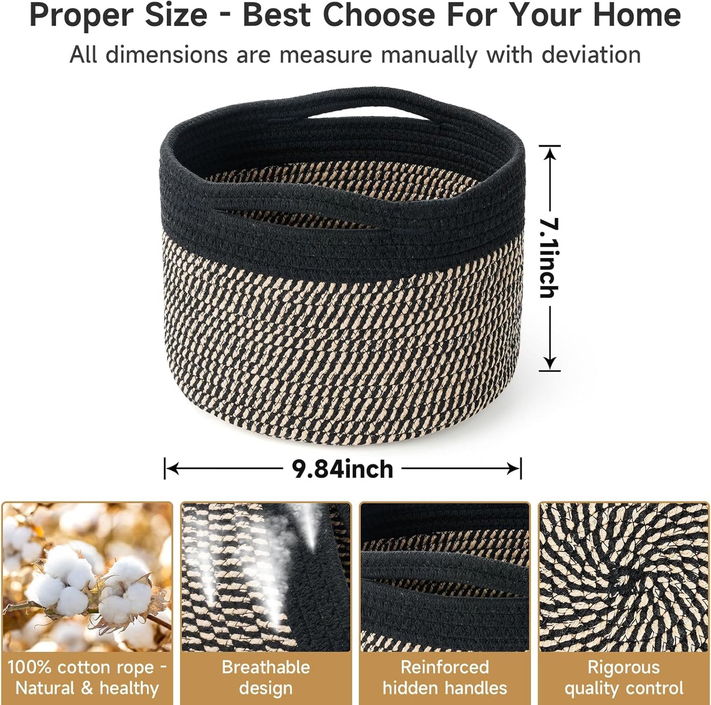 Round Woven Basket / Eight Black / Set of 3