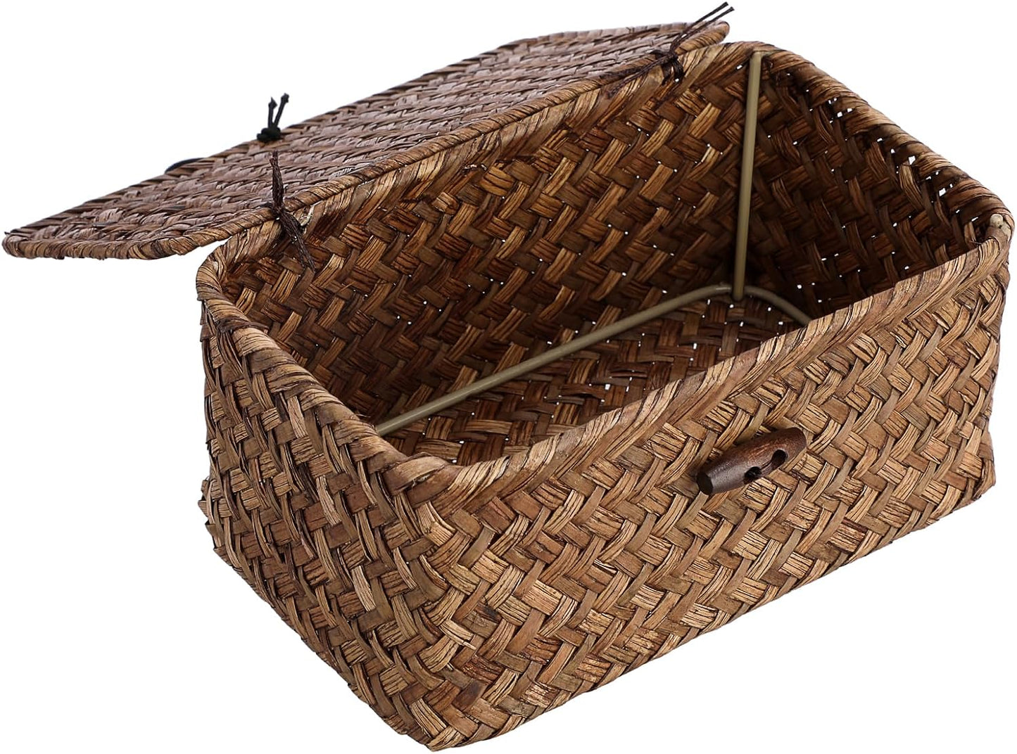 Handwoven Wicker Basket / 7.0 x 4.3 x 3.3 / Coffee Color
