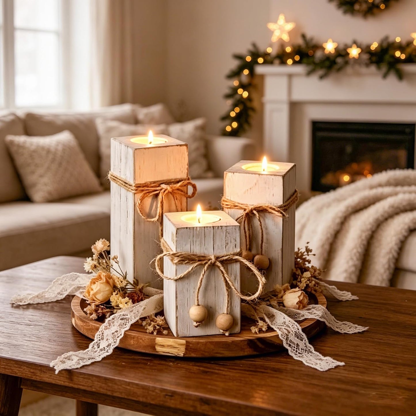 Flameless Candles Farmhouse Decor / Set of 6