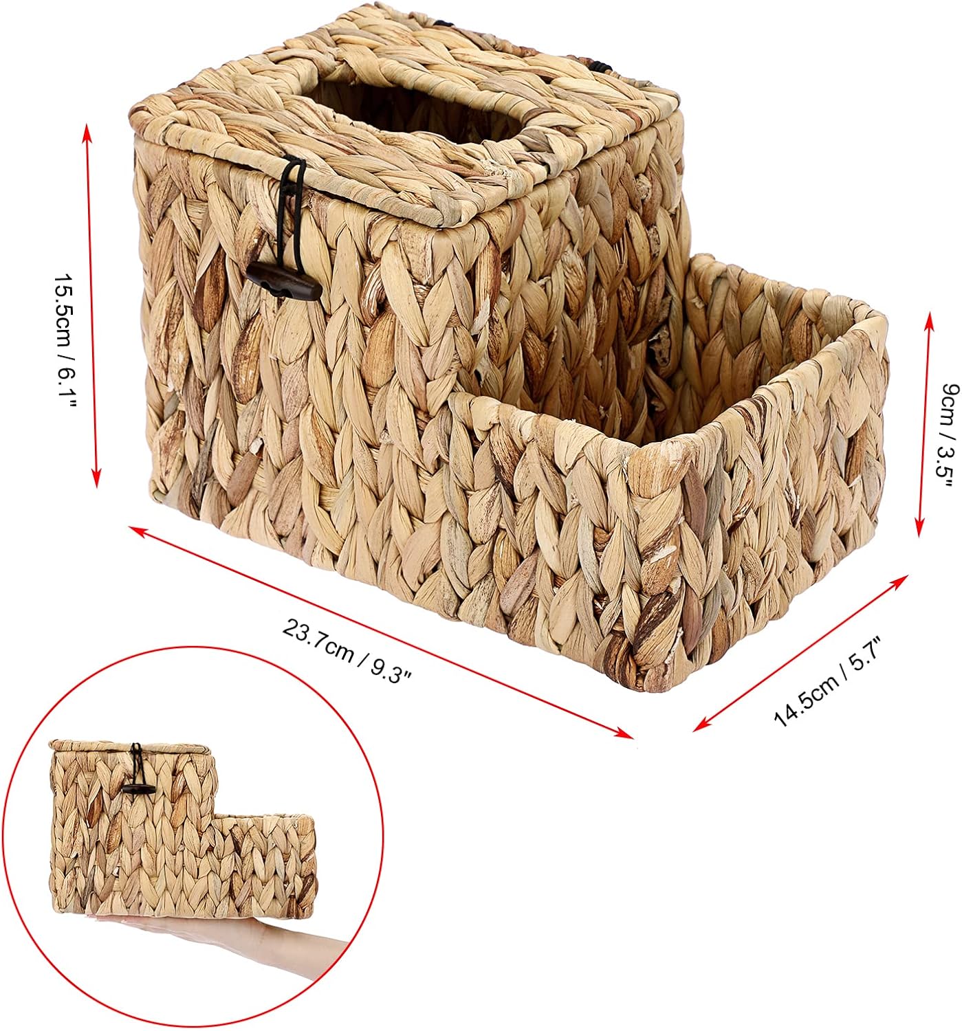 Square Woven Tissue Box Cover / Natural / Water Hyacinth