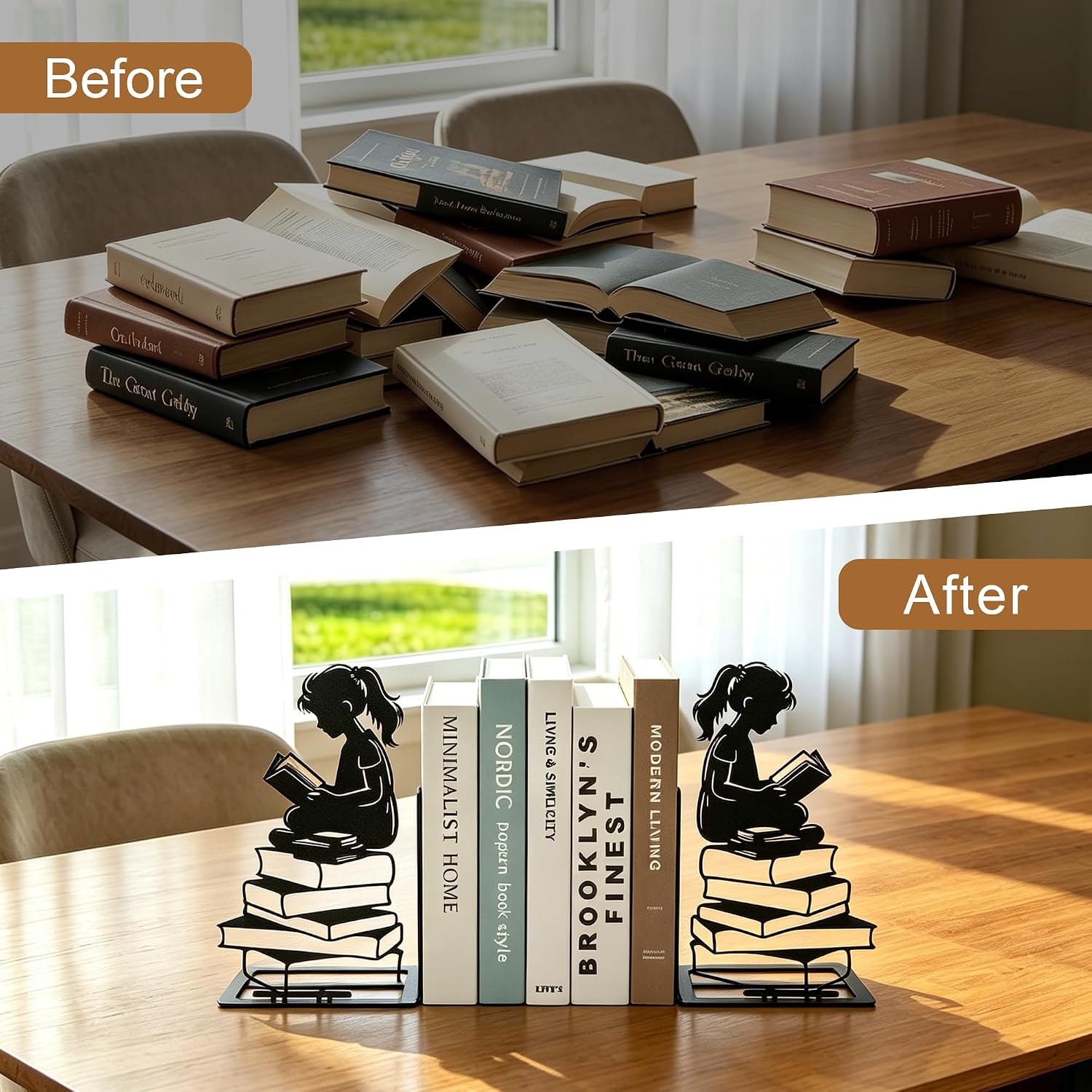 Foldable Metal Decorative Bookends / Girl