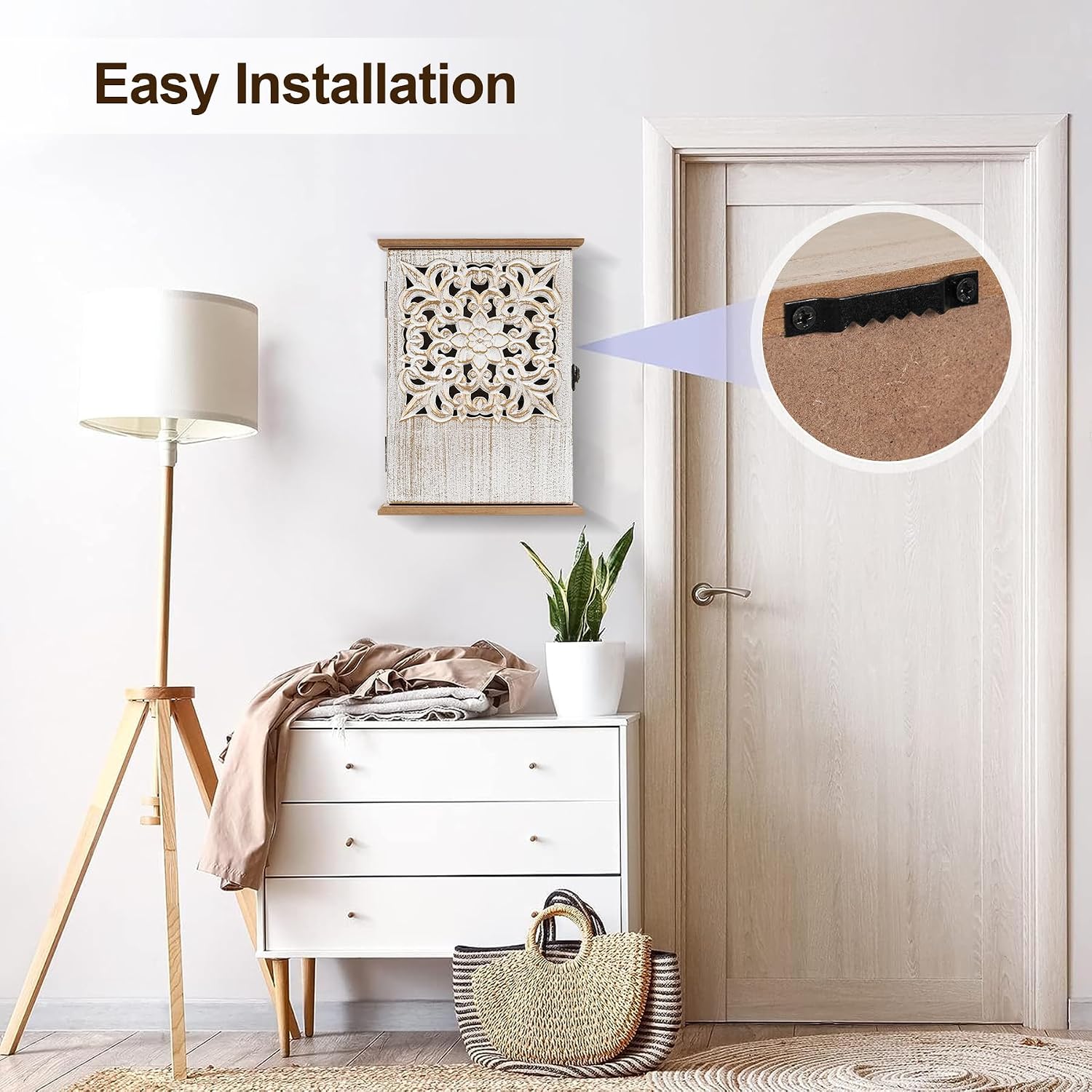 Wooden Key Hooks Wall Mounted Key Hangers Rustic Key Rack / Retro Gold