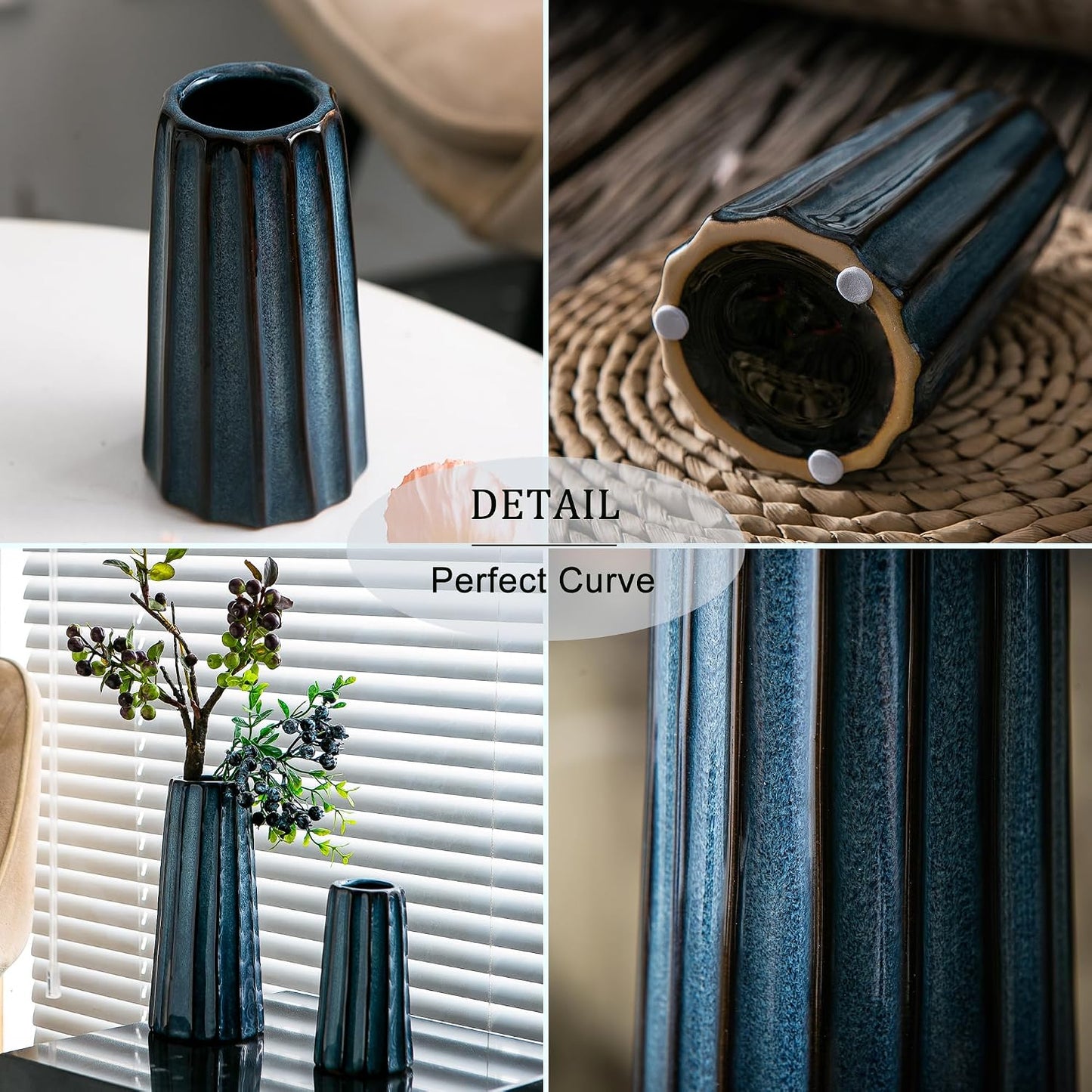 Ceramic Vase / Modern Vases / Blue / Set of 3