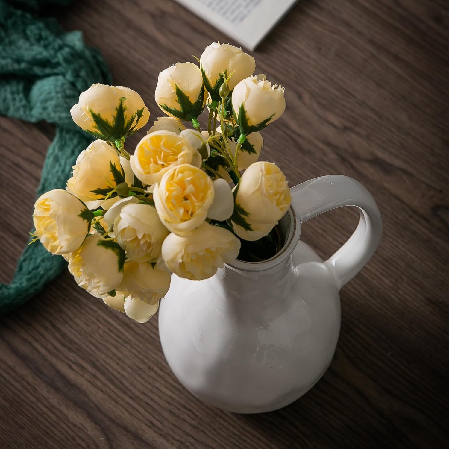 White Ceramic Vase / Big Handle - White