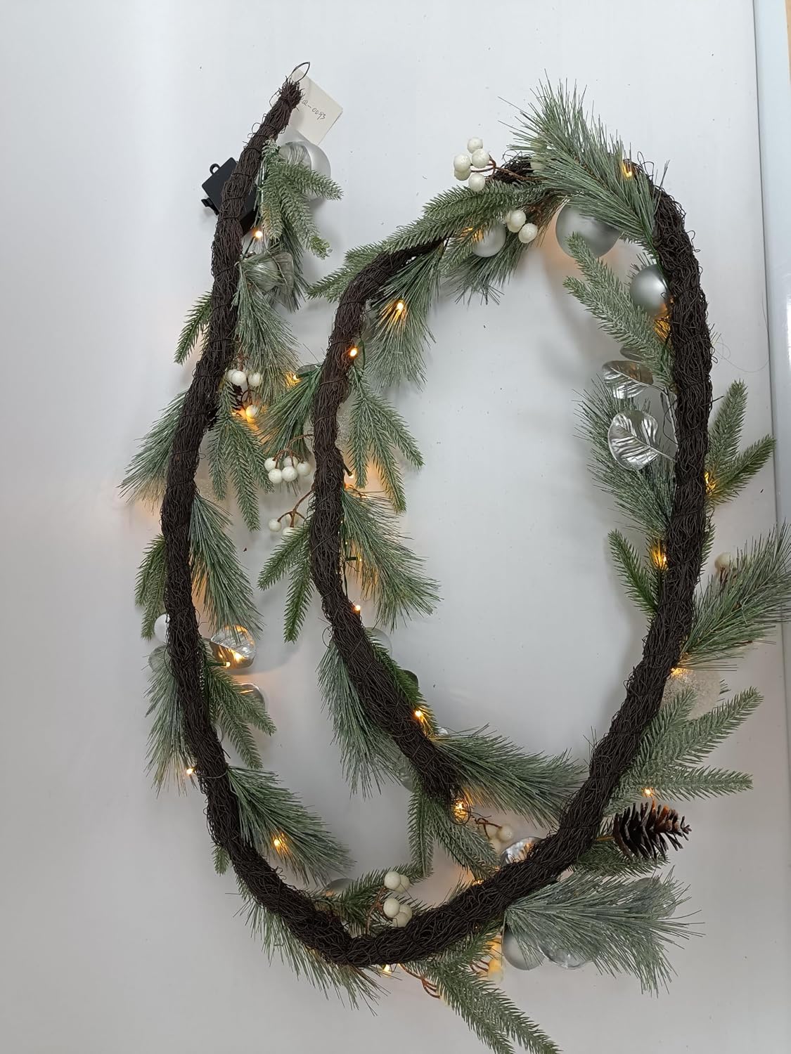 Valery Madelyn 9 Ft Pre-Lit Christmas Garland with Lights for Mantle, Lighted Outdoor Xmas Garland with Silvery Blue
