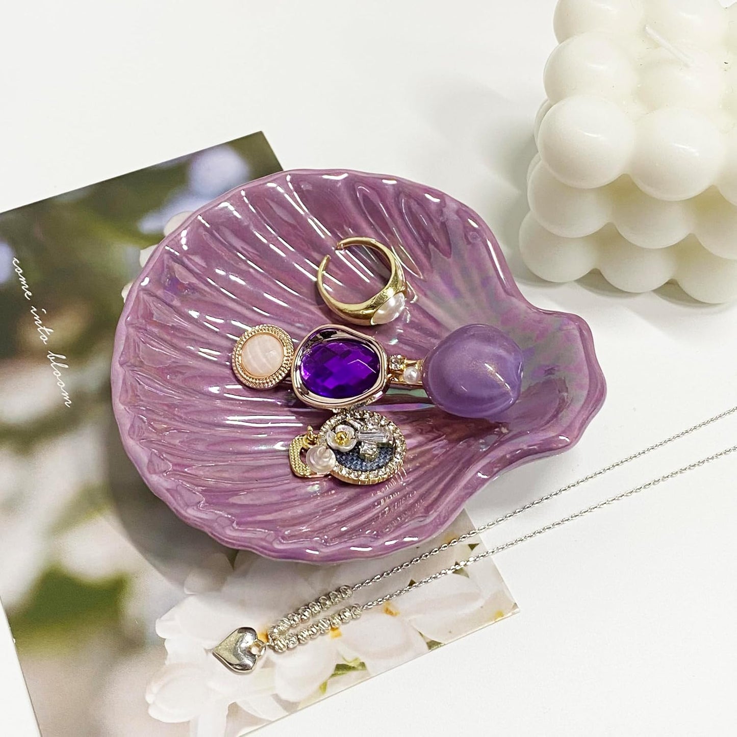 Seashell Jewelry Dish Tray / Purple
