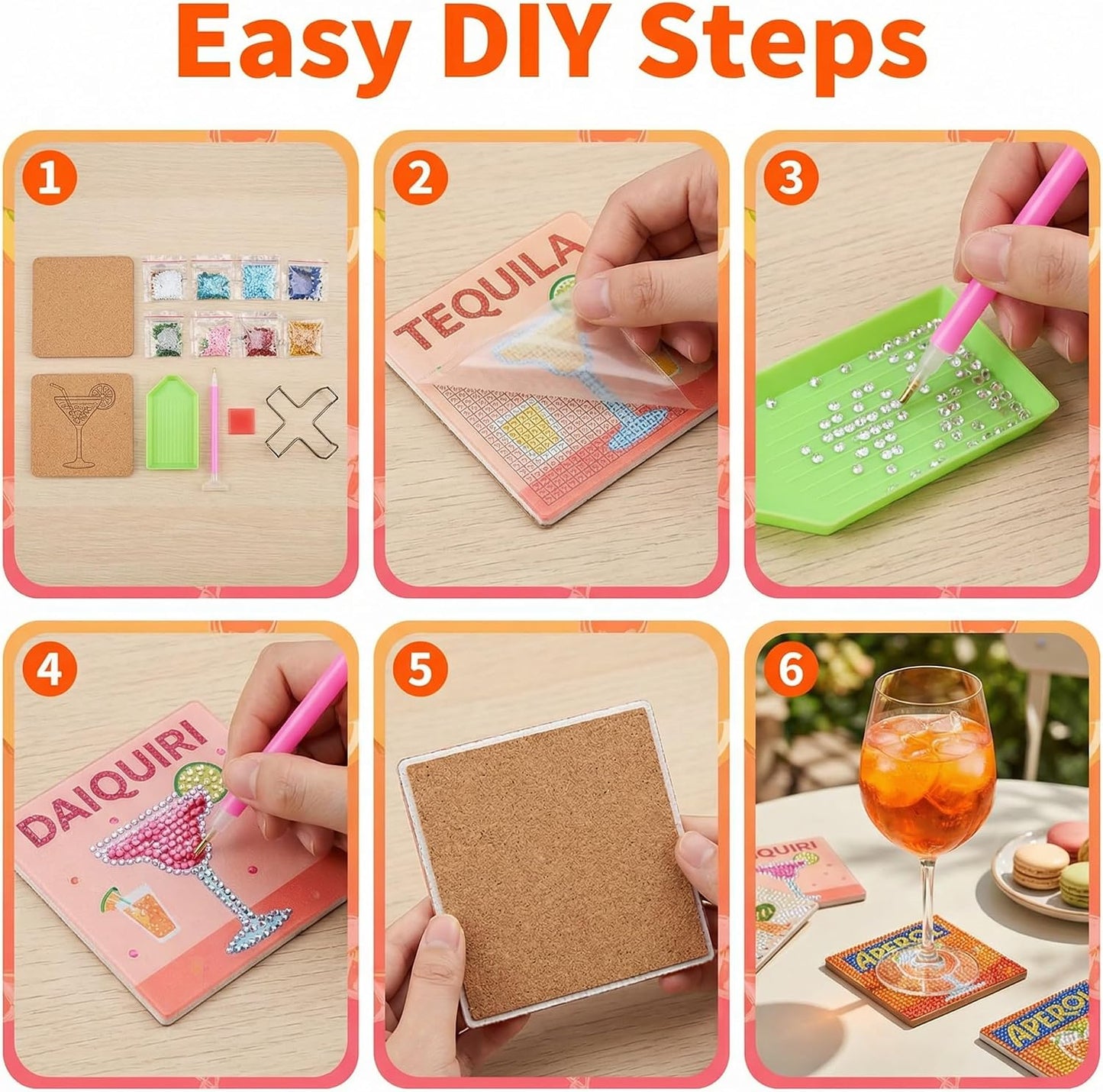 Holder / 5D DIY Diamond Dot Craft / Set of 8