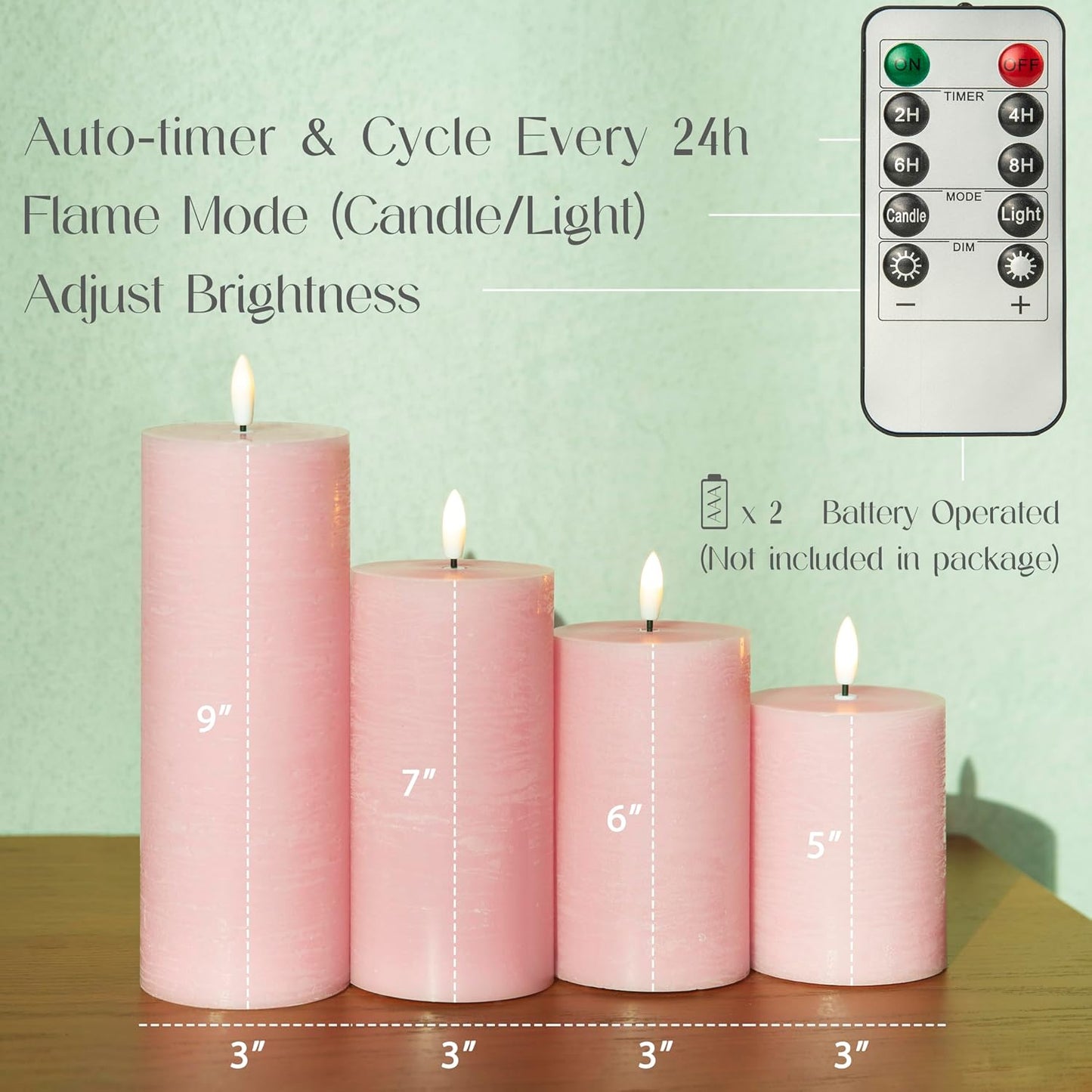 LUSHARBOR Flameless Candles, 4 Pack Battery Operated Candles with Remote, Real Wax LED Fake Candles with Timer