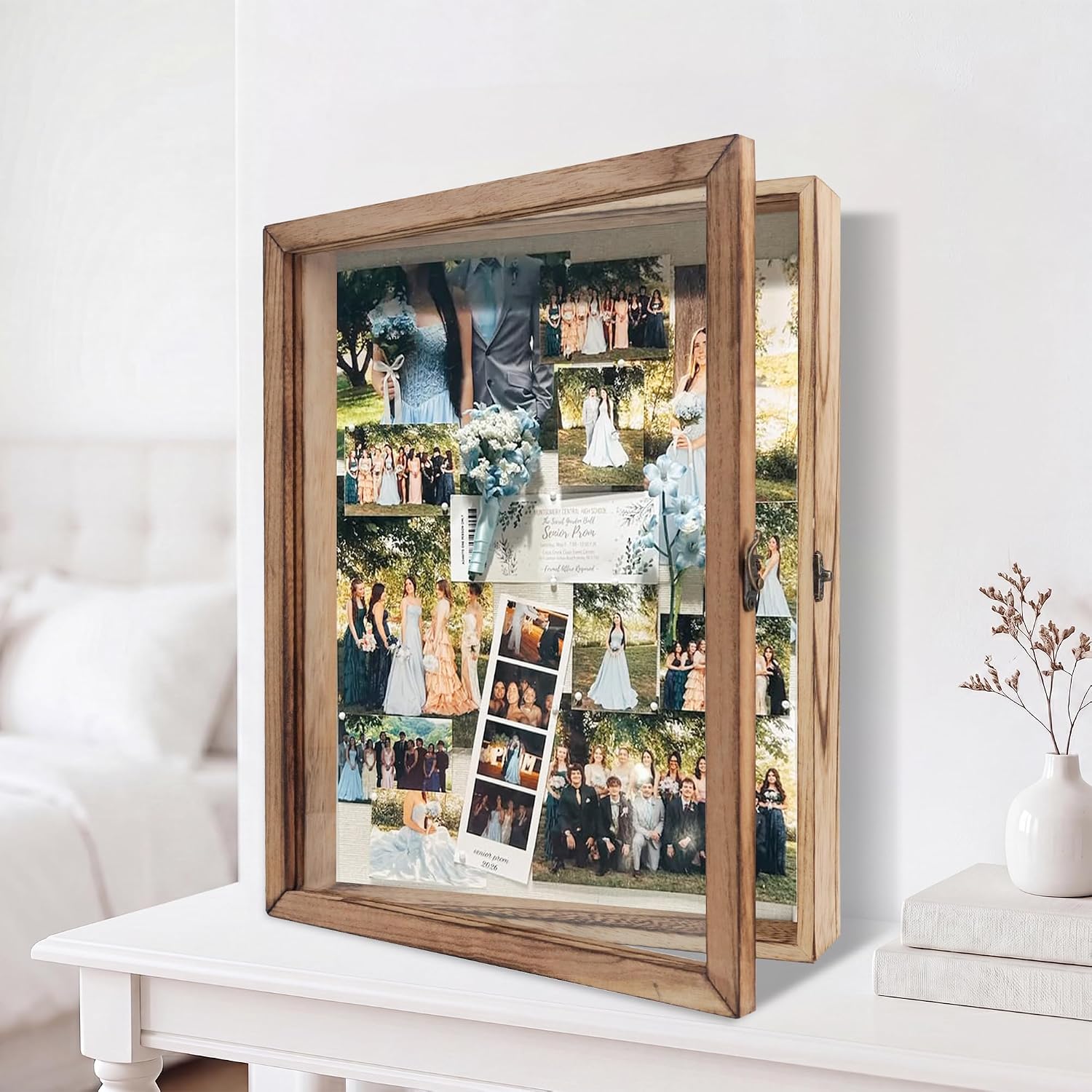 Shadow Box Frame 11x14, Wood Display Boxes with Linen Back | Large Shadow Box with Paulownia Wood and Real Glass Cover