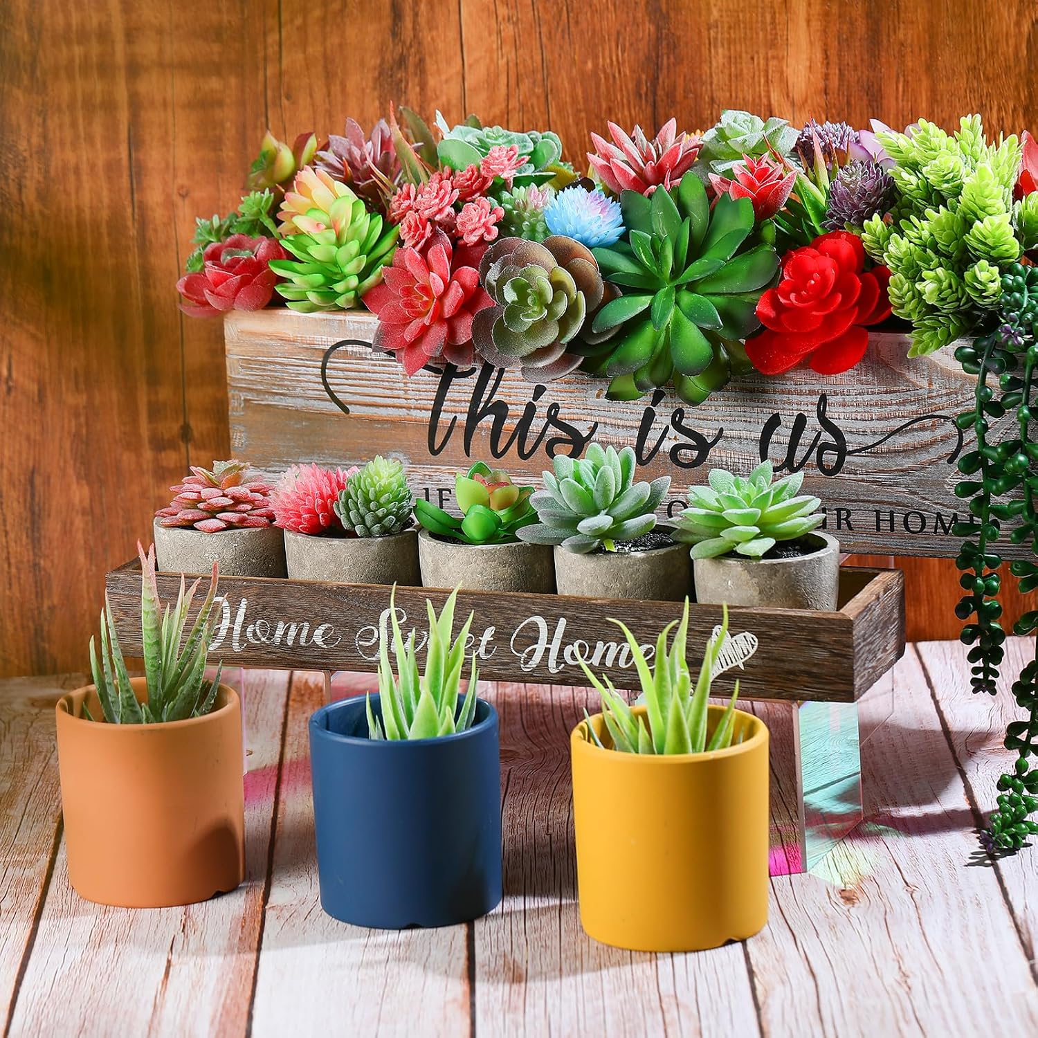 Colorful Succulent Plants Artificial Fake Succulents Plants Bulk Faux / Cute Style / Set of 100