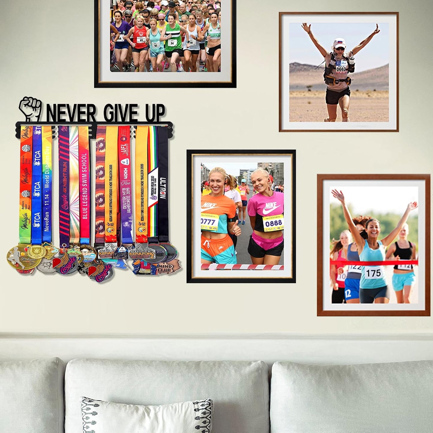 Goutoports Medal Hanger Display Rack - Personalized Award Ribbon Organizer for Sports Race Runner Gymnastics Plaques