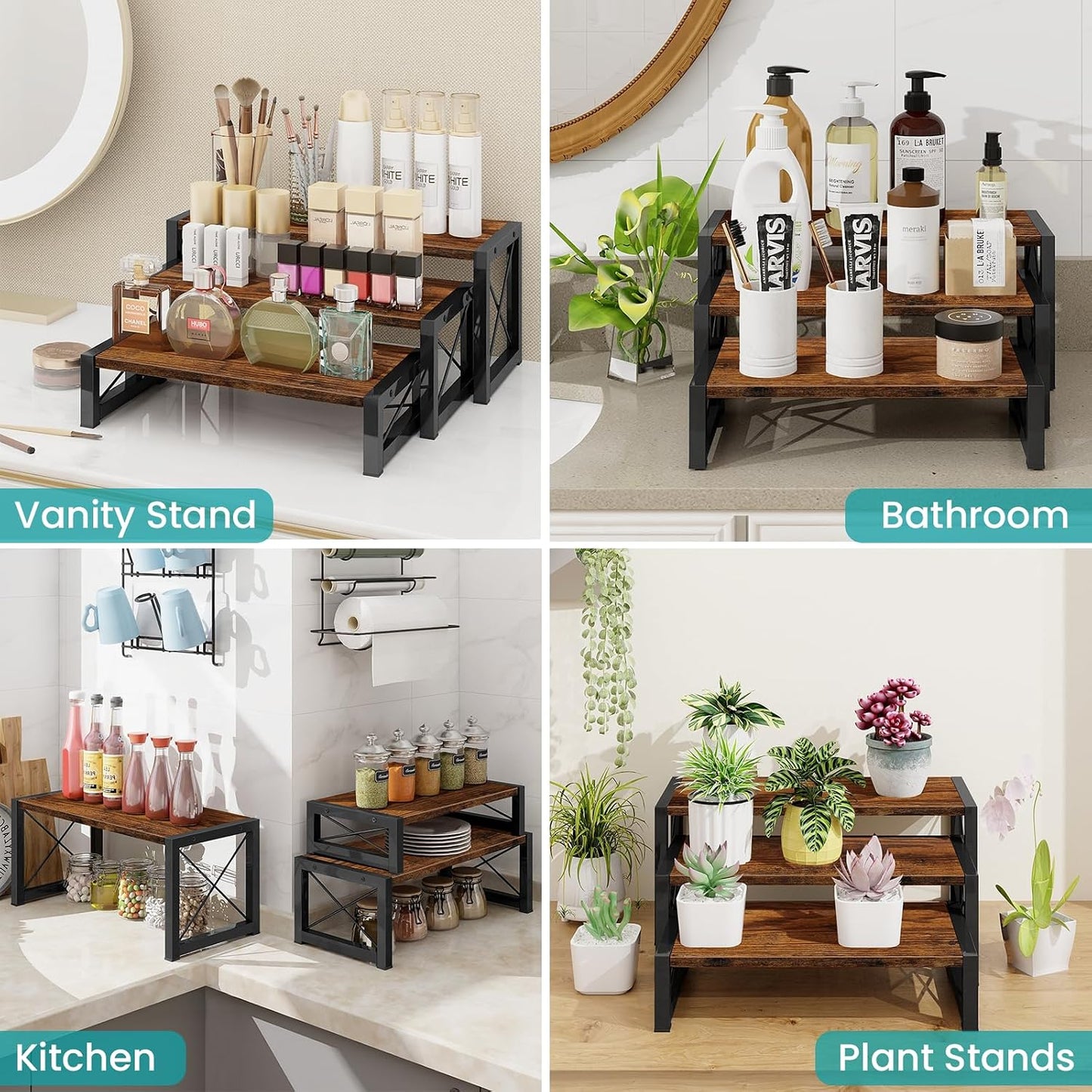 ELITEROO 3 Tier Cupcake Stand & Wood Display Risers, Dessert Stands for Cup Cake or Food, Riser Display Stand for