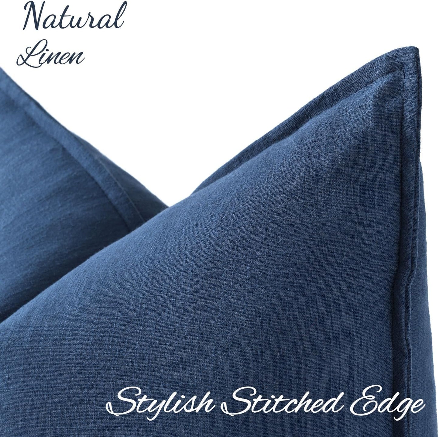 Fall Decorative Linen Throw Pillow Covers Neutral Pillow Covers / Blue / 18 x 18 / Set of 2