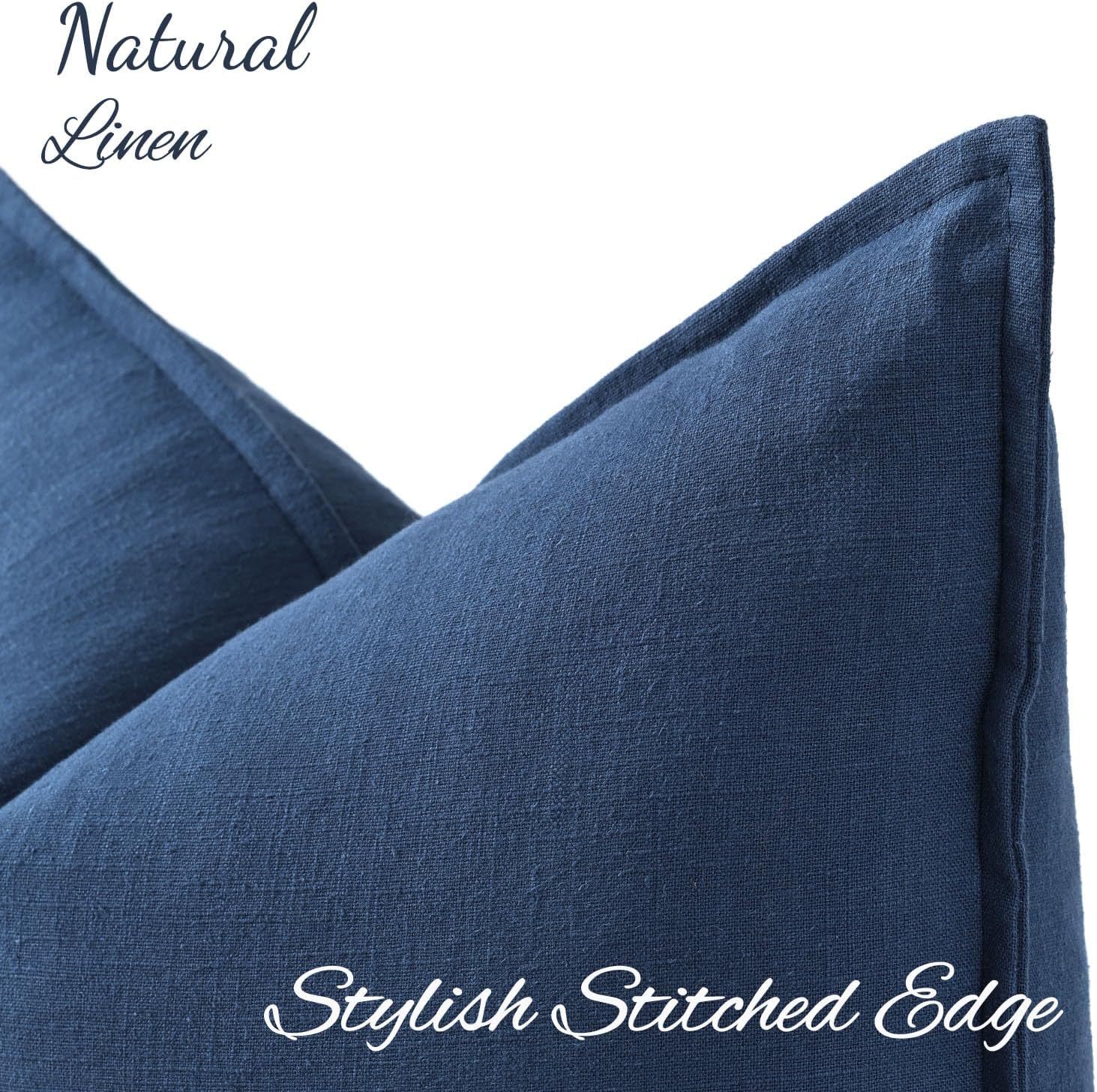 Fall Decorative Linen Throw Pillow Covers Neutral Pillow Covers / Blue / 18 x 18 / Set of 2