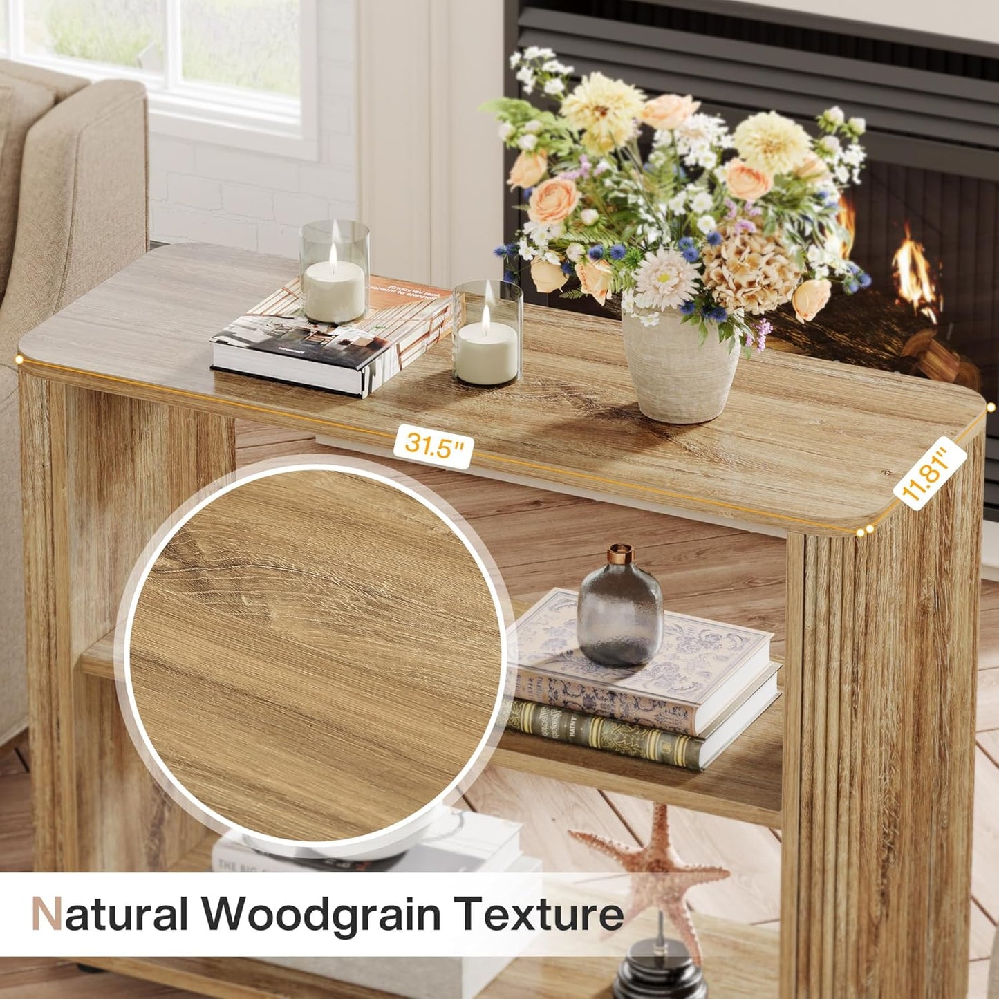 Storage Shelves / 3-Tier End Table / Natural