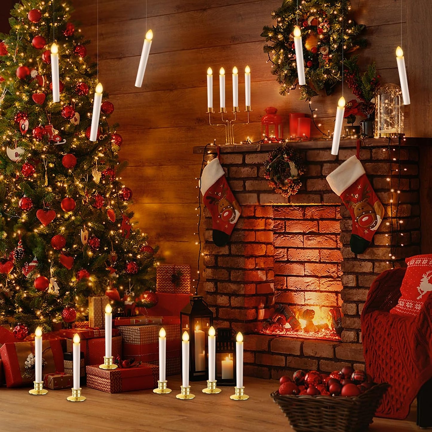 Christmas Window Candles Lights Battery Operated Candles 6 Pack Xmas Decor | Christmas Decorations Flameless Candles