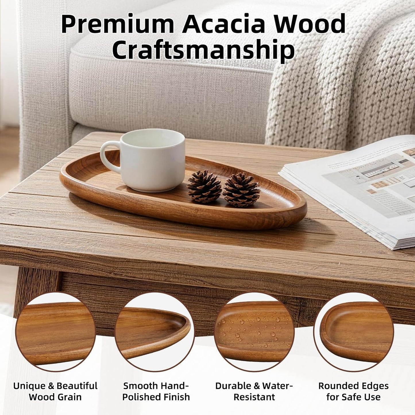 Acacia Wood Decorative Tray / Style 3