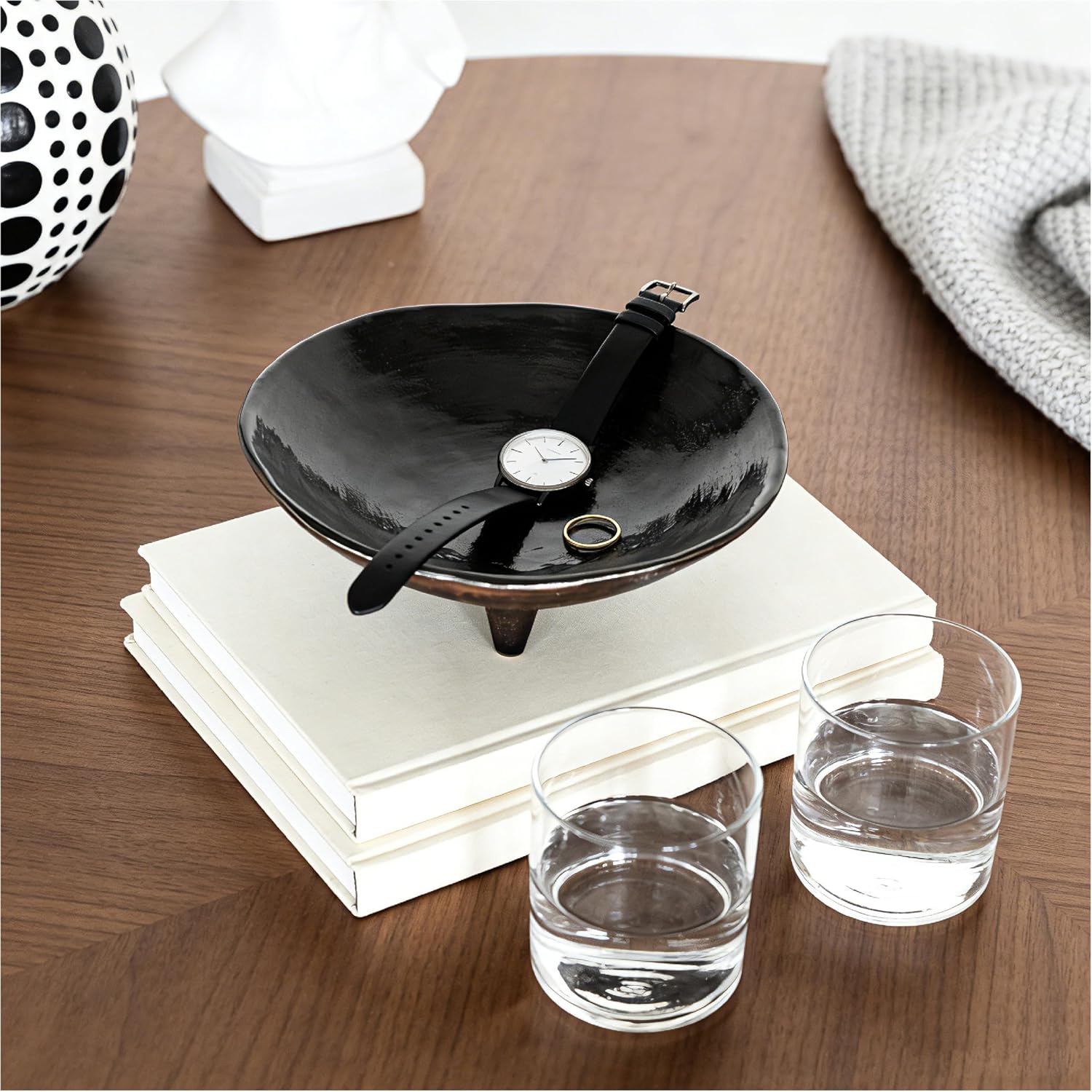 Small Wabi-Sabi Ceramic Bowl / Black / 6 Inch