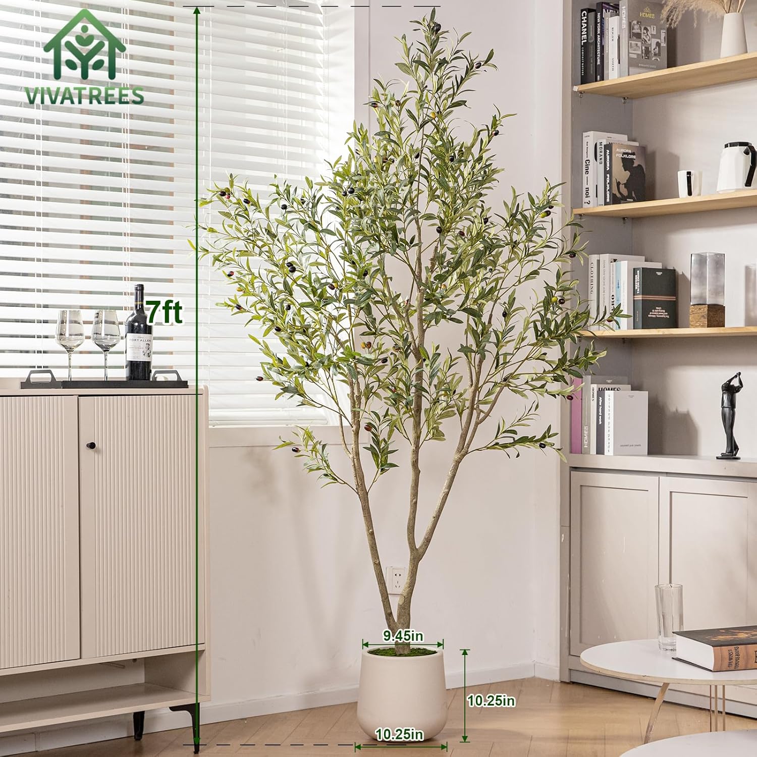Artificial Plants / White Tall Planter / White-7ft / 7 Inch
