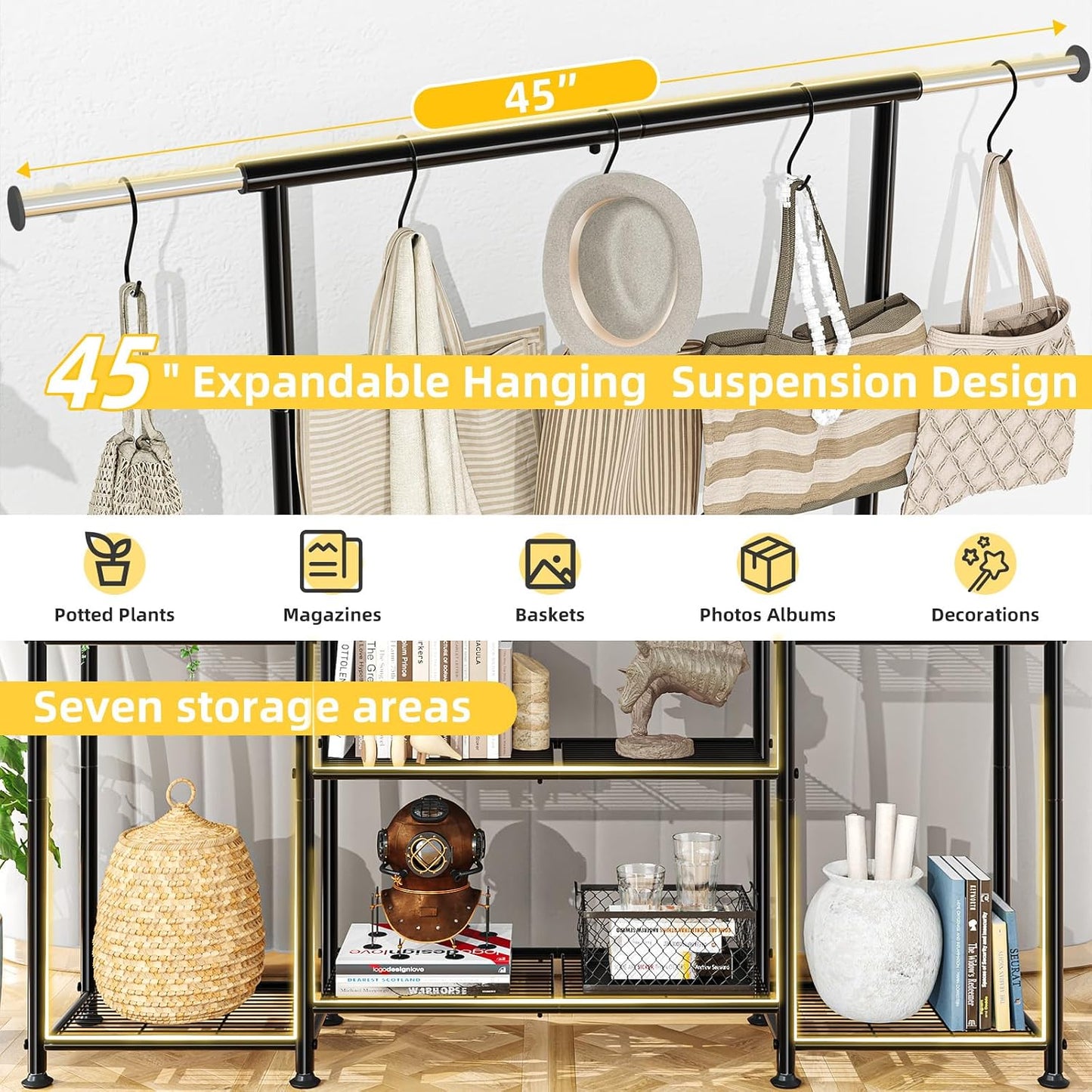 Simple Trending Plant Stand Indoor Outdoor, Metal 3 Tier Tall Hanging Plant Shelf for Multiple Flower Planter Large