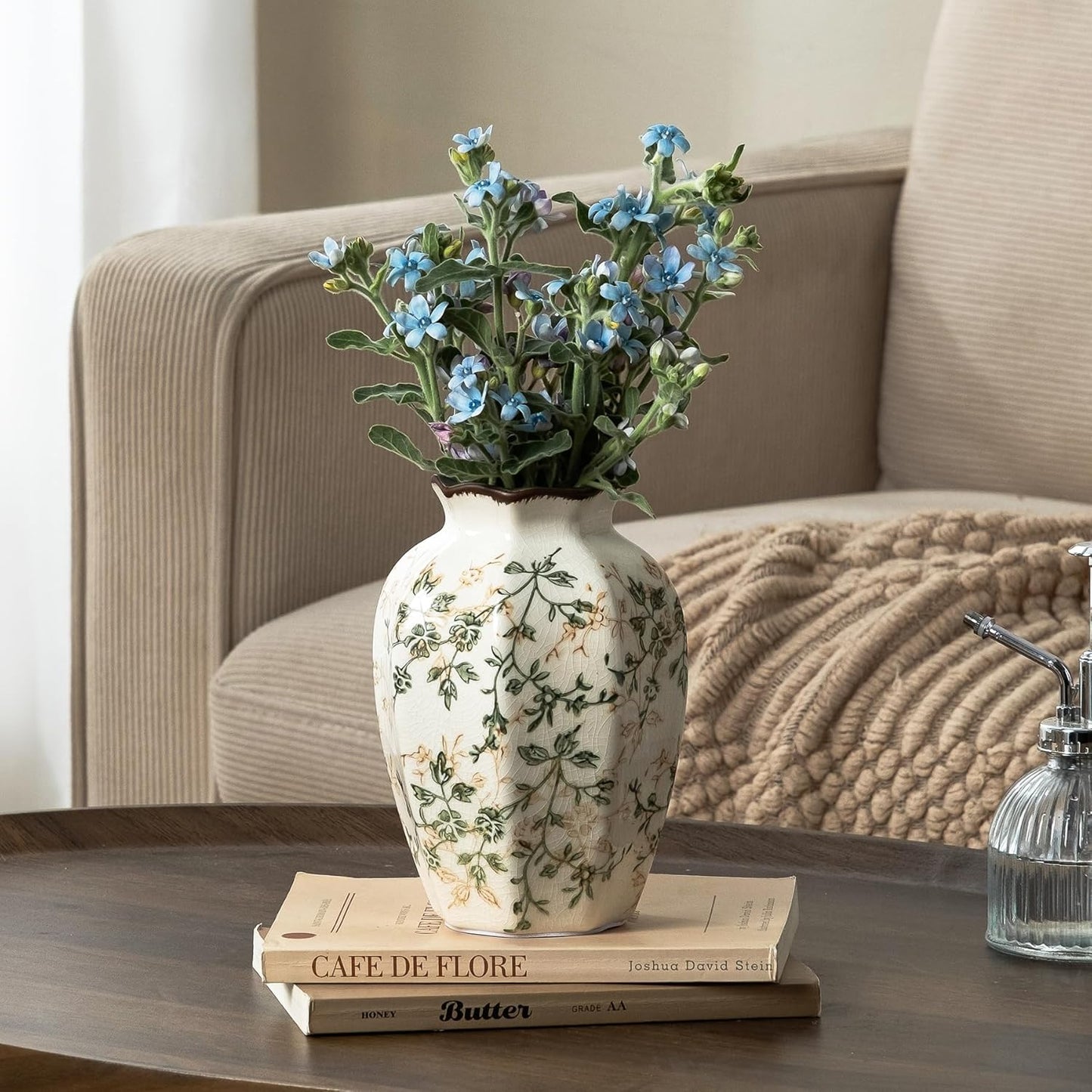 Ceramic Flower Vase / 03-green and Beige