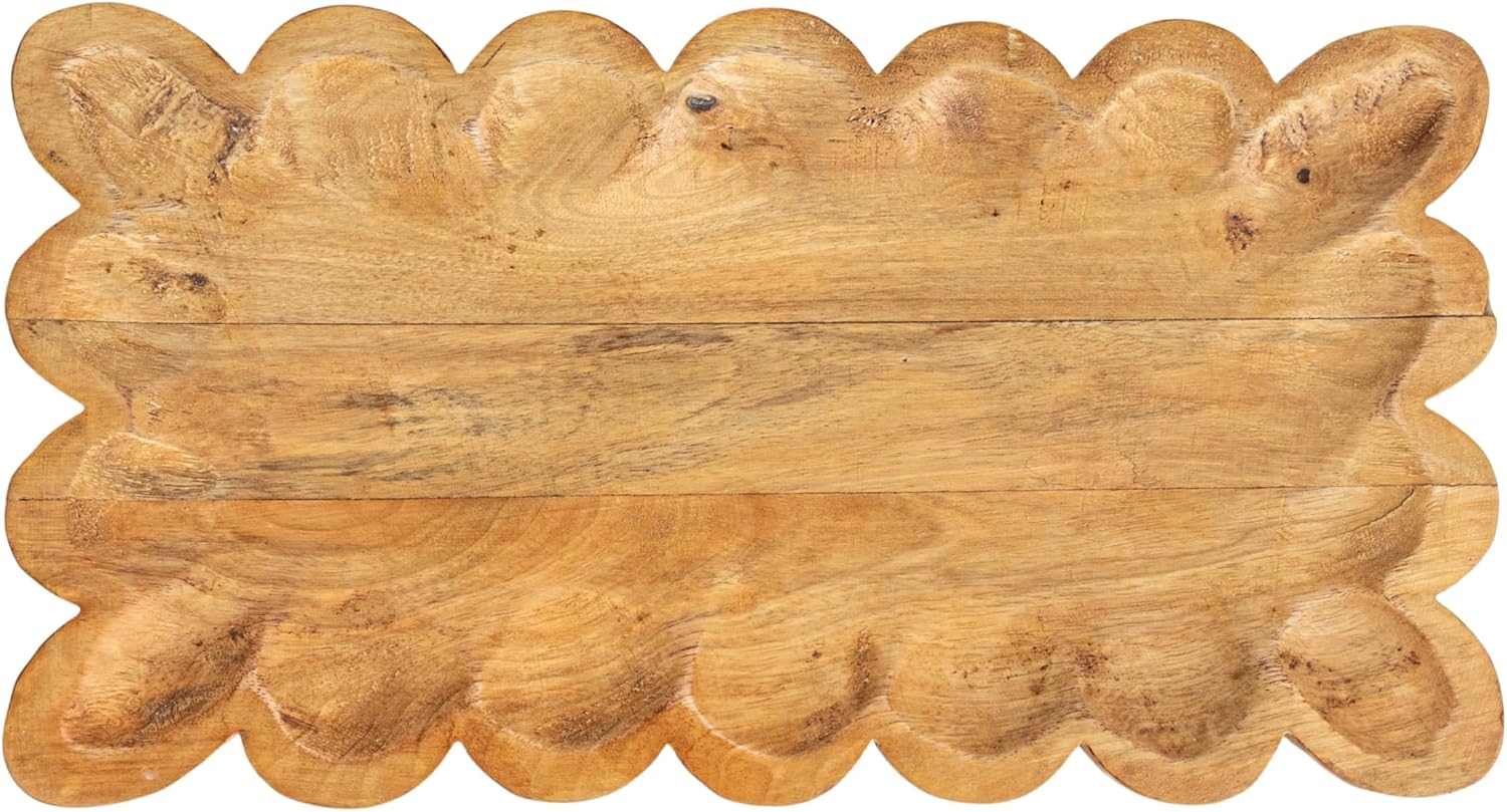 Scalloped Mango Wood Tray / Natural