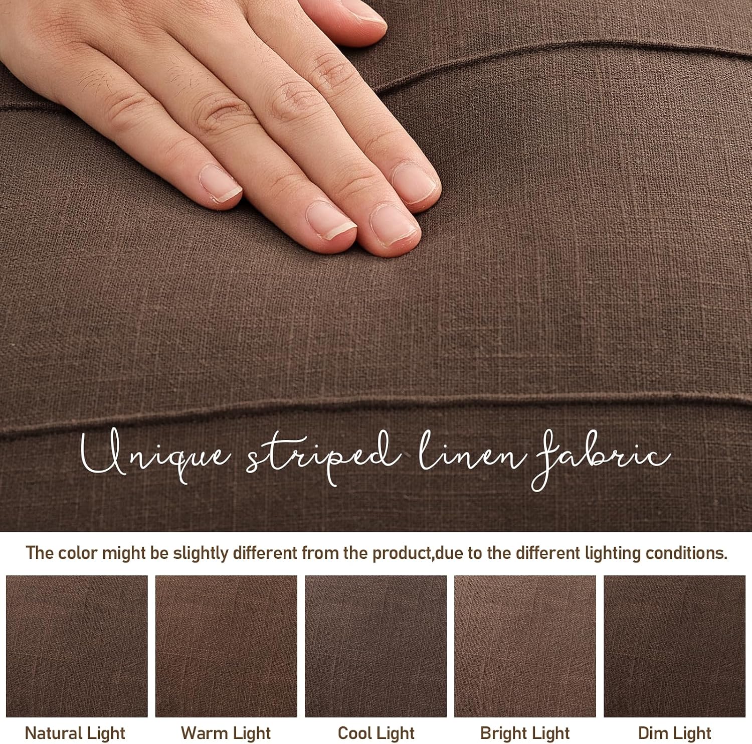 Decorative Linen Throw Pillow Covers Solid Handcrafted Striped Cushion / Brown / 18 x 18 / Set of 2
