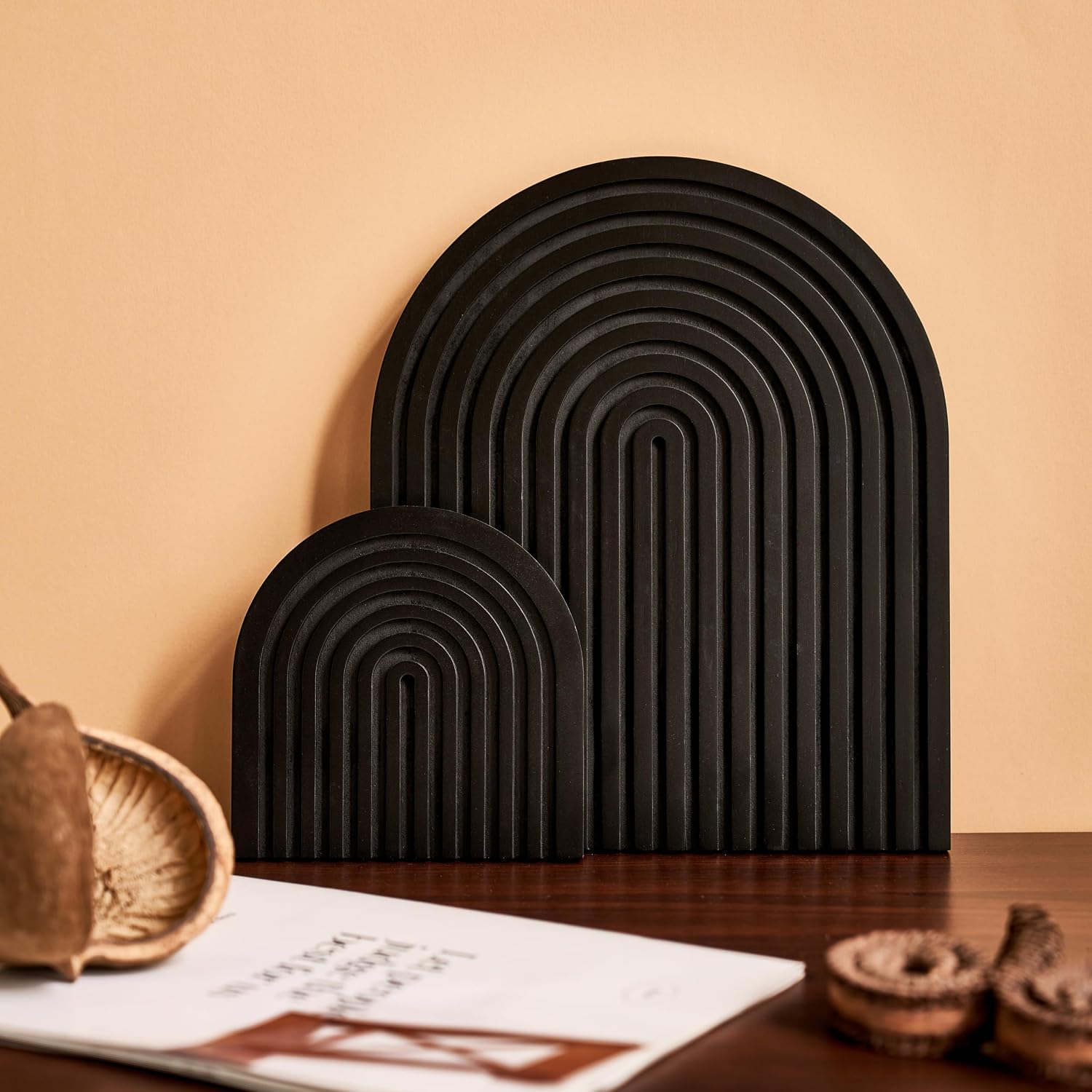 Wooden Arch Boho Decor / Black / Set of 2
