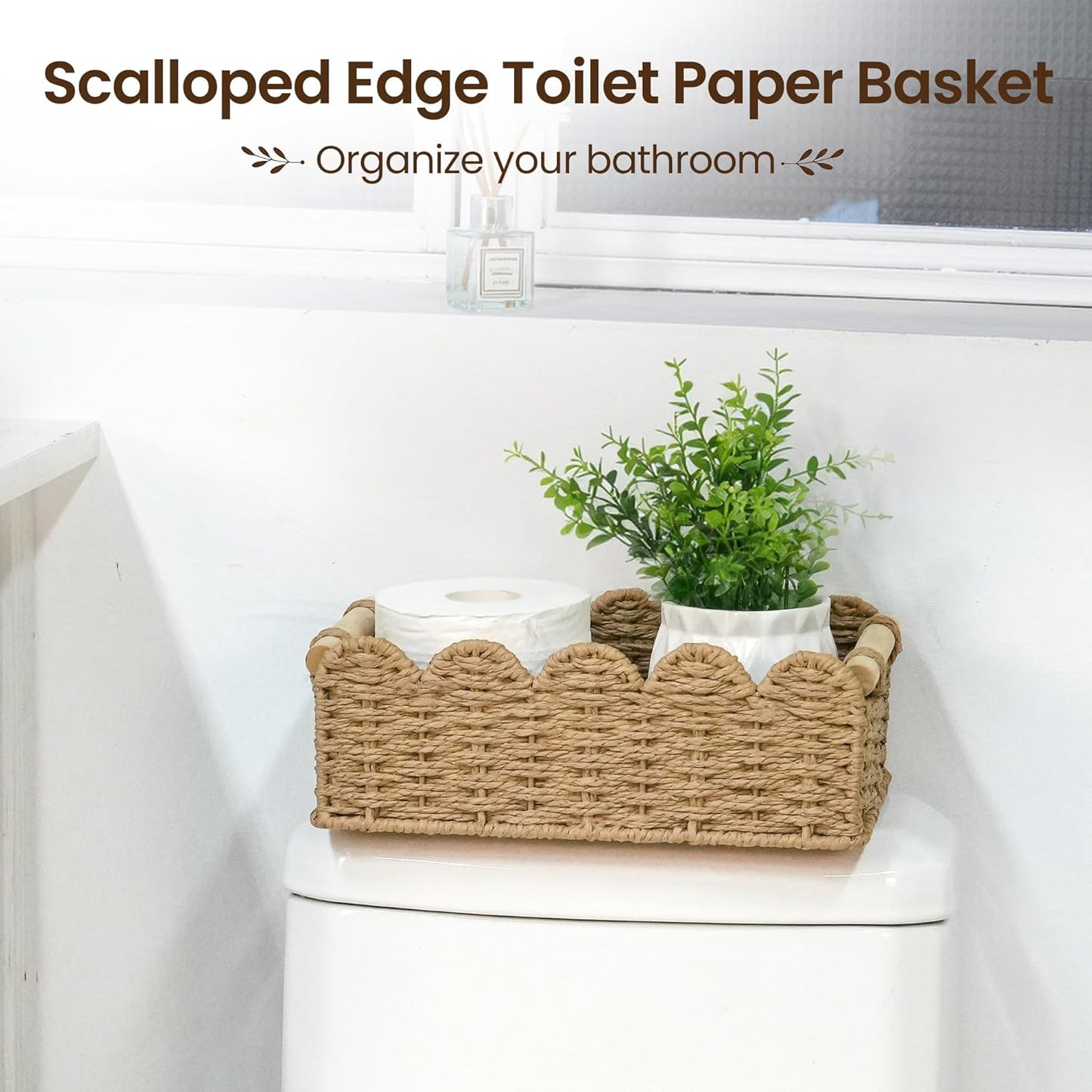 Scalloped Edge Wicker Basket / Neutral / Set of 2