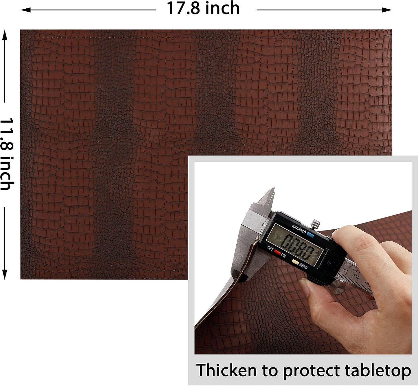 Faux Leather Placemats, PU Table Mats, Waterproof, Stain Resistant, Heat Resistant, Non-Slip Easy to Clean for Kitchen