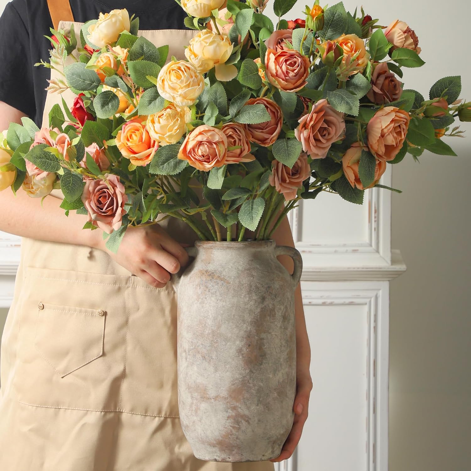 Tall Ceramic Farmhouse Rustic Table Vases / 12" Retro / 12 Inch