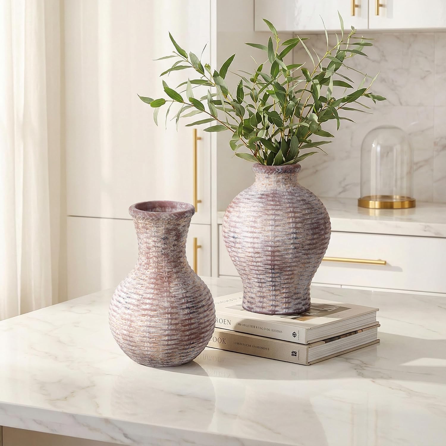 Flower Vase 6.5" Ceramic Vase Small Vase Flower Vases Vases Home Decor / Terra / White / Set of 2