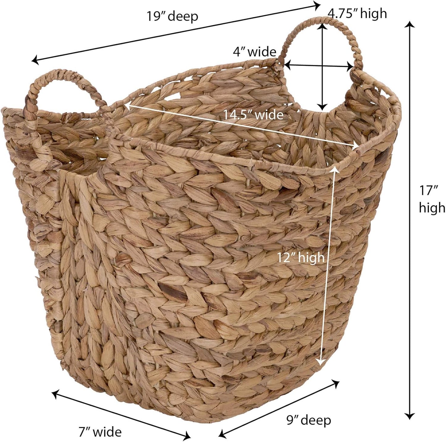 ML-4002 Tall Water Hyacinth Wicker Basket / Natural Hyacinth