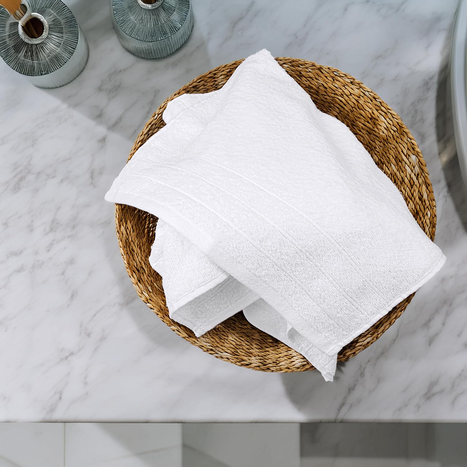 6 Piece Hand Towels Set 16 x 28 Inches, White | 100% Cotton, Lighter Weight, Quick to Dry, 16 x 28 Inches, Super Soft &