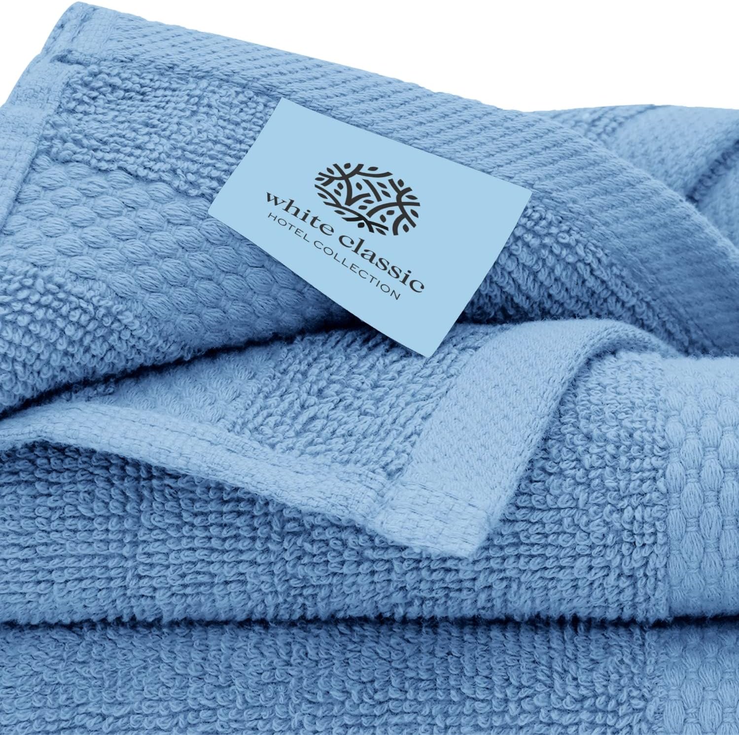 White Classic Luxury Bath Towel Set of 8 Pieces - 100% Turkish Cotton Highly Absorbent Towels for Bathroom, 2 Luxury