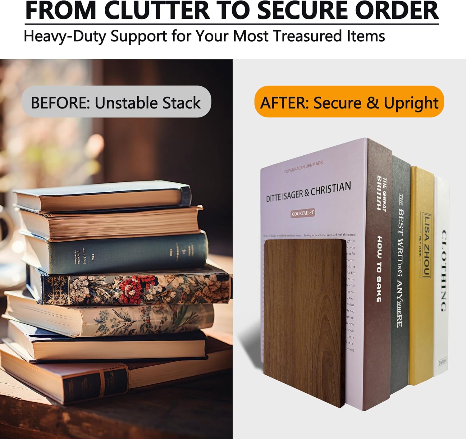 Walnut Wood Book Ends / 3 Pairs-square
