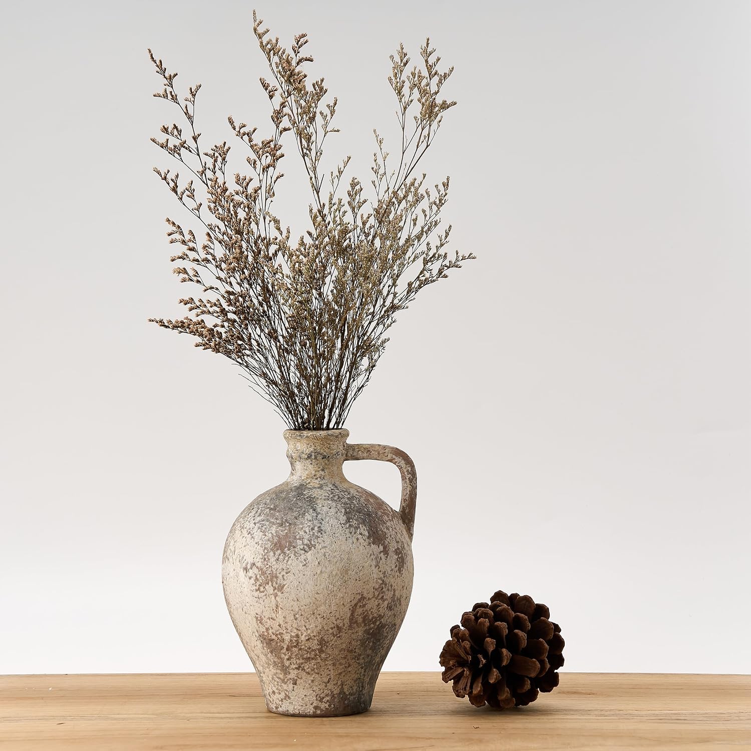 Rustic Vase / Antique Ceramic Vase / Gray- 8.3 / 8.3 Inch