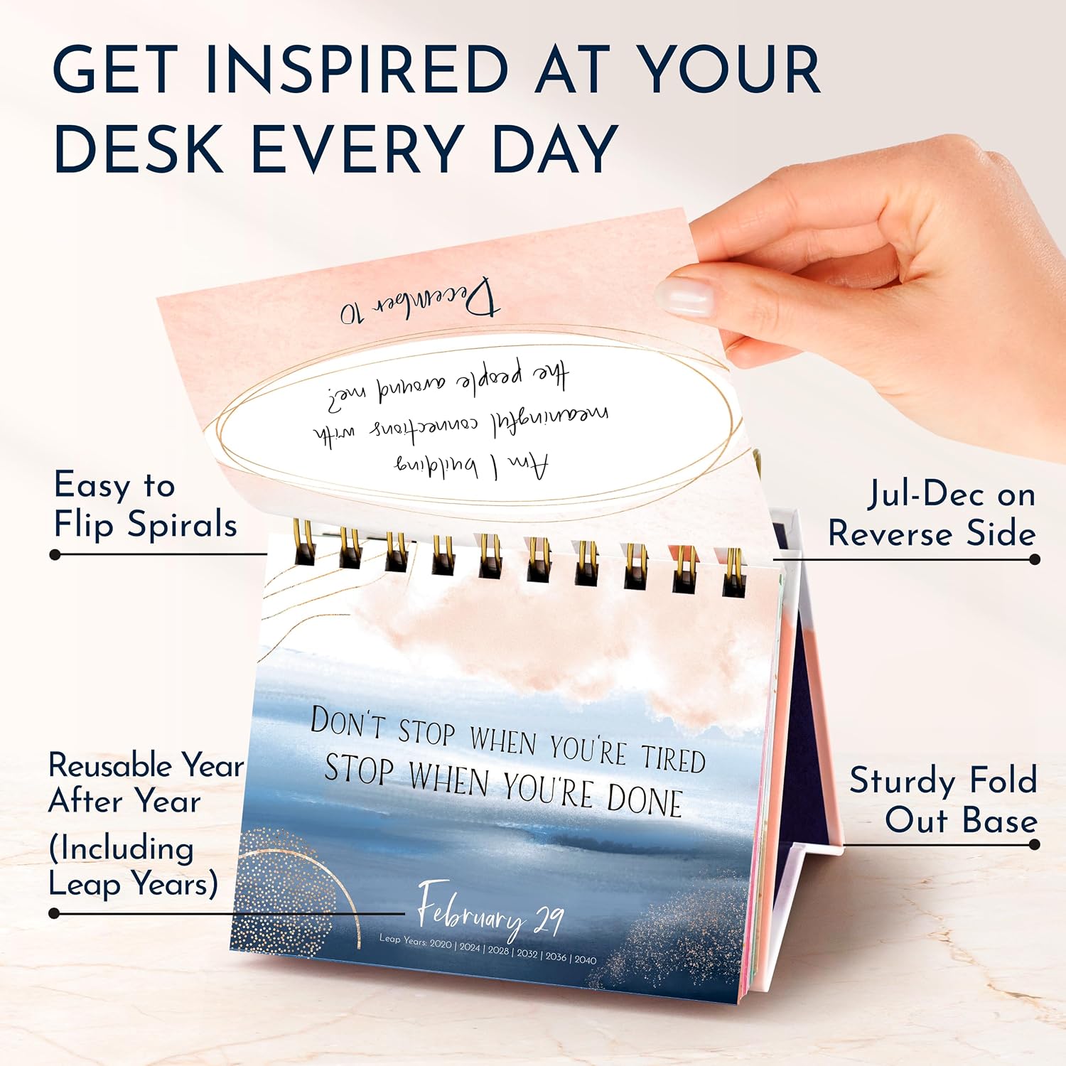 Motivational Desk Flip Calendar with 366 Daily Affirmations, Gift for Women | Inspirational Perpetual Desk Calendar