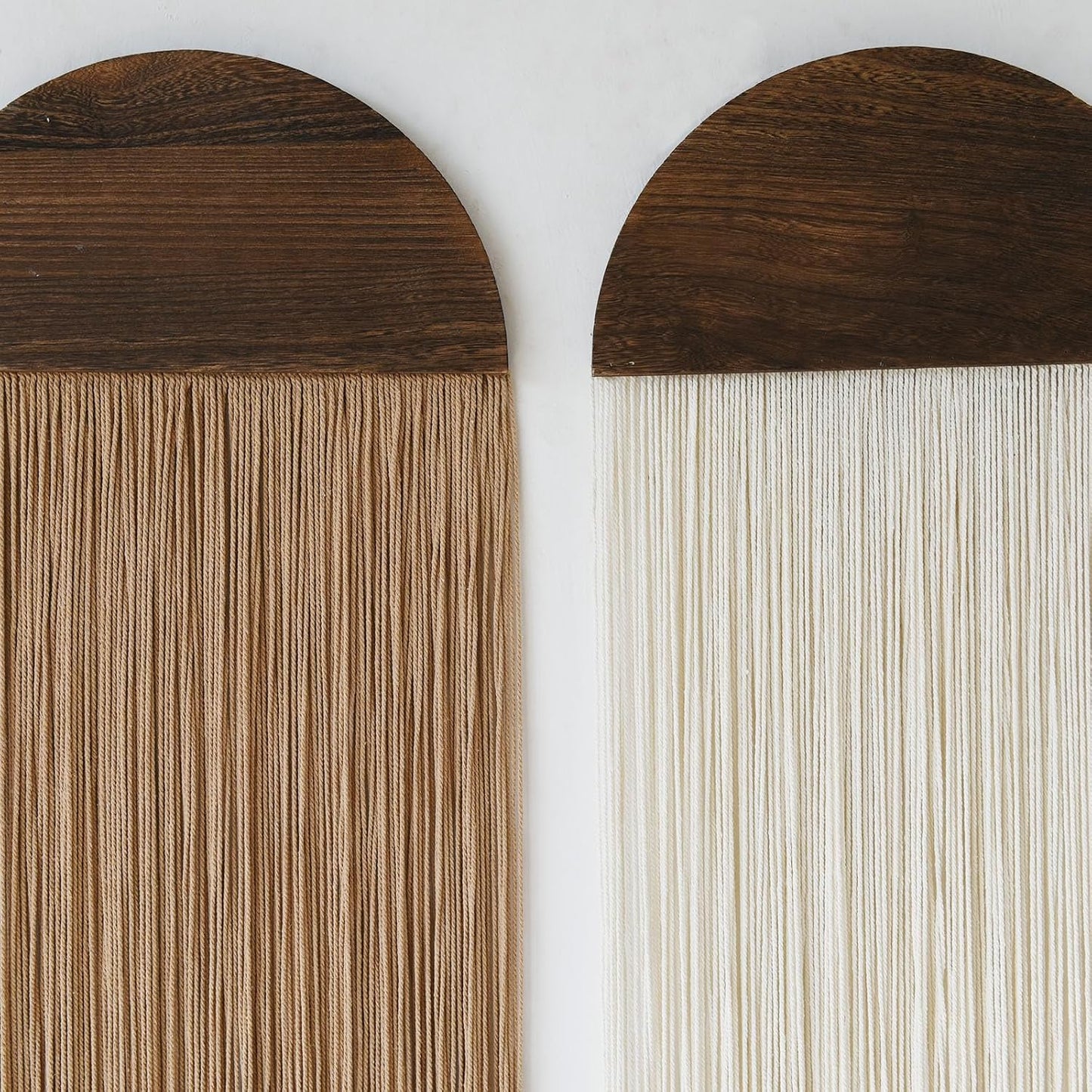 Macrame Wall Hanging Boho Wall Decor Handmade Macrame Art Tapestry / Ivory and Brown / Set of 2