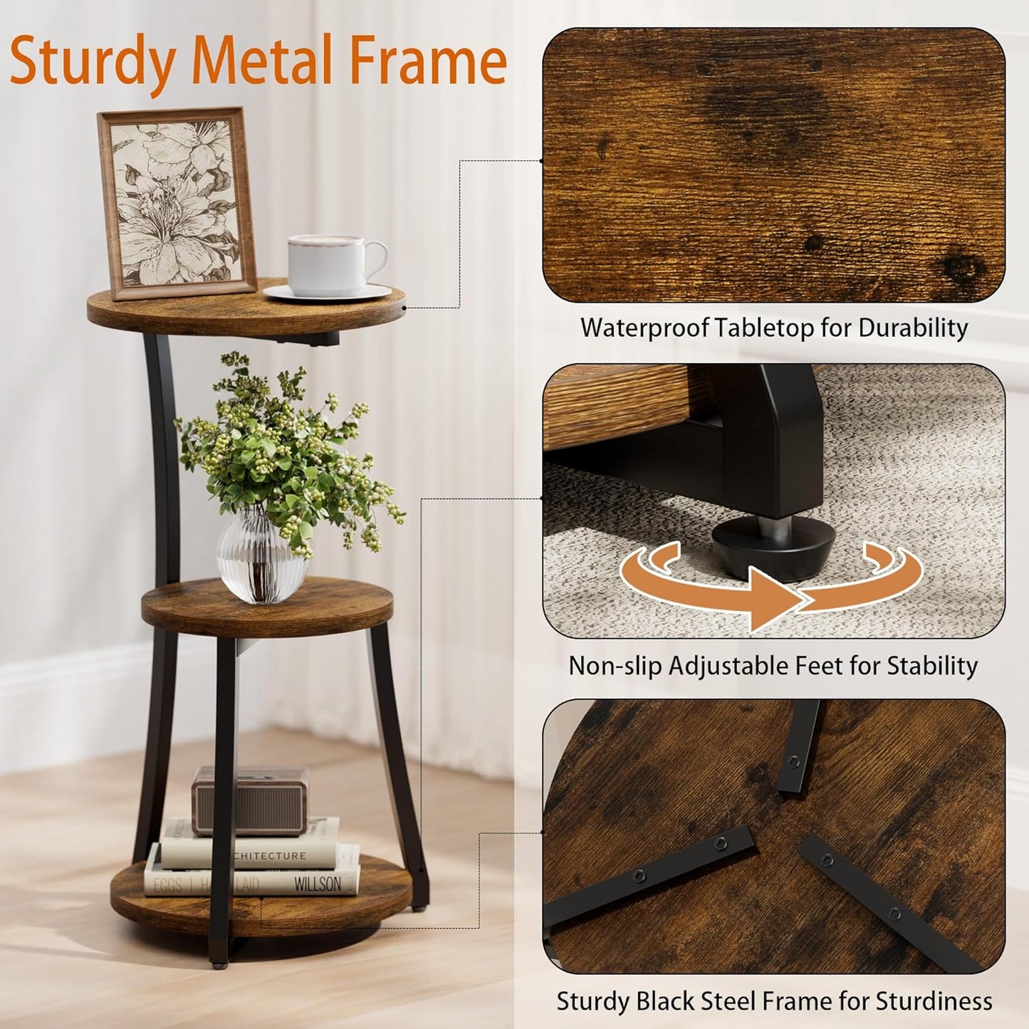 Vintage Accent Table / Rustic Brown / Small