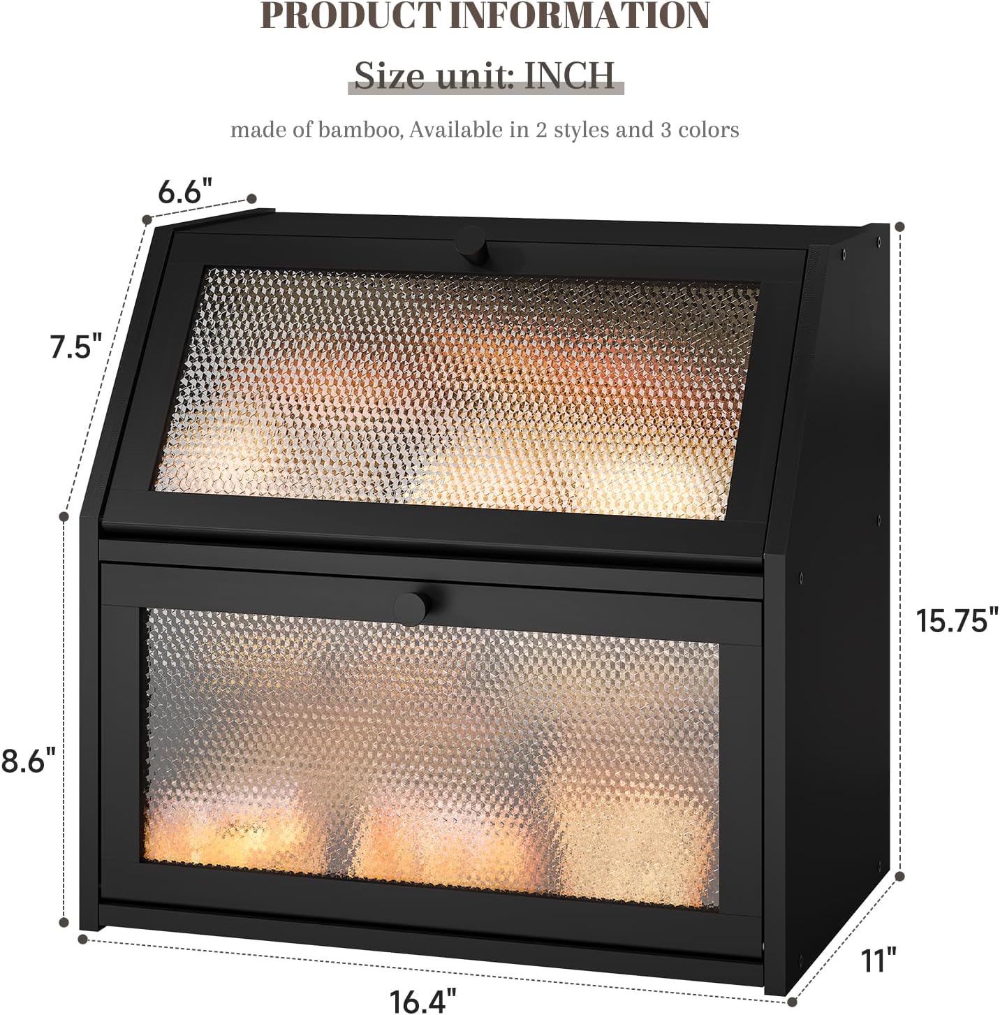 STDDRE Bread Box for Kitchen Countertop Bin Double Layer Bread Box Storage Container Extra Large Capacity with Diamond