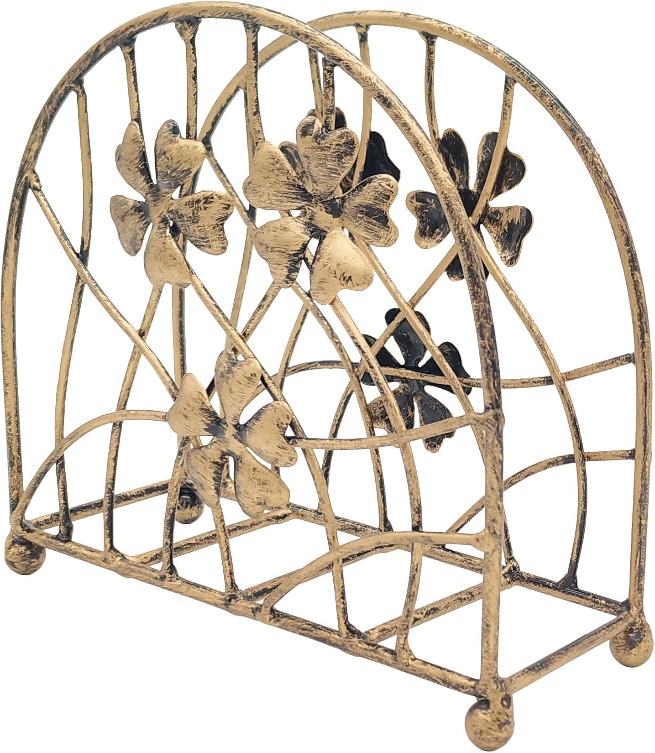 Antique Metal Floral Petals & Branches Tabletop Napkin Holder / Bronze / One Size