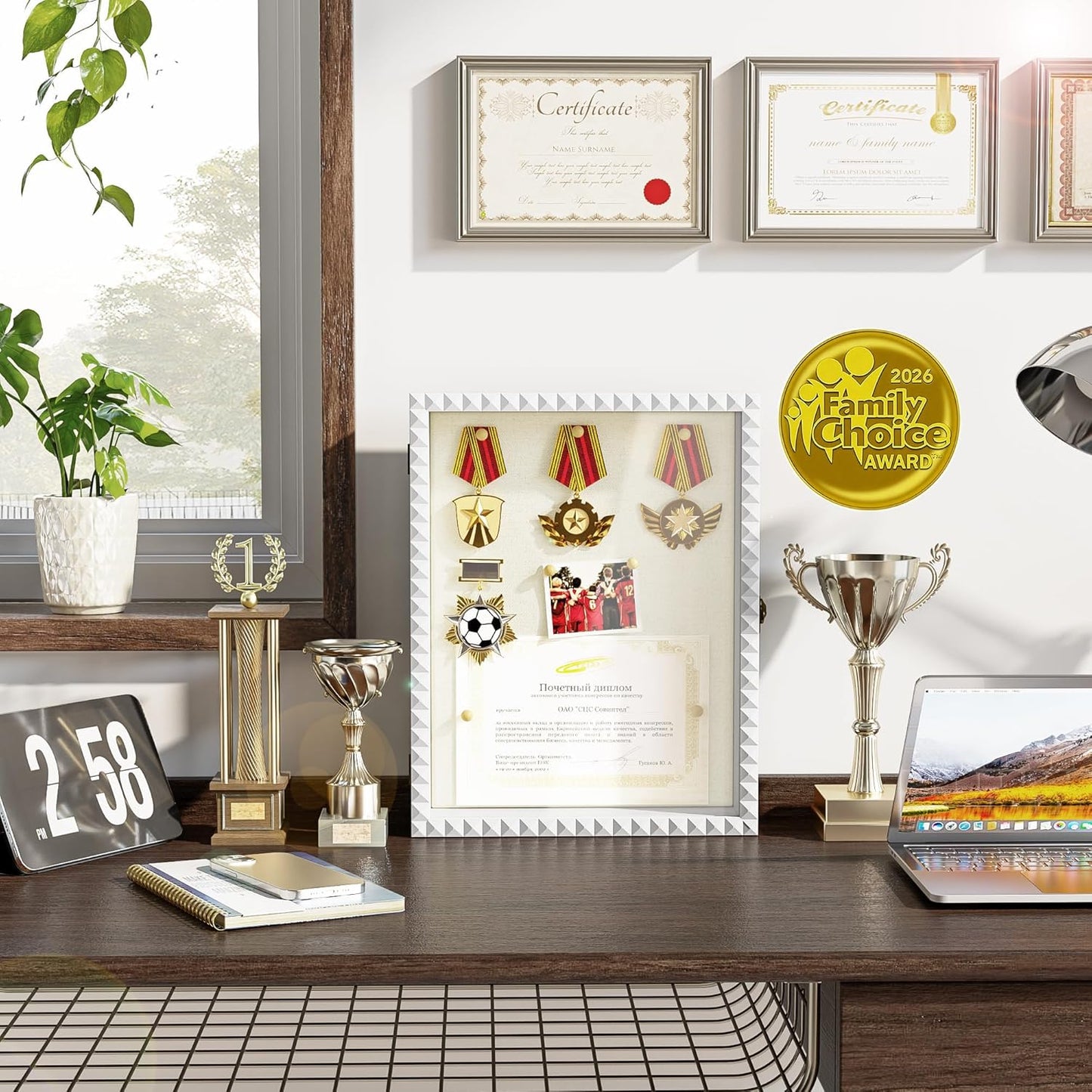 SZQINJI Shadow Box Frame 11x14 Deep Diamond Shape Display Cases Wood White | Memory Box, Front-Opening Glass Door