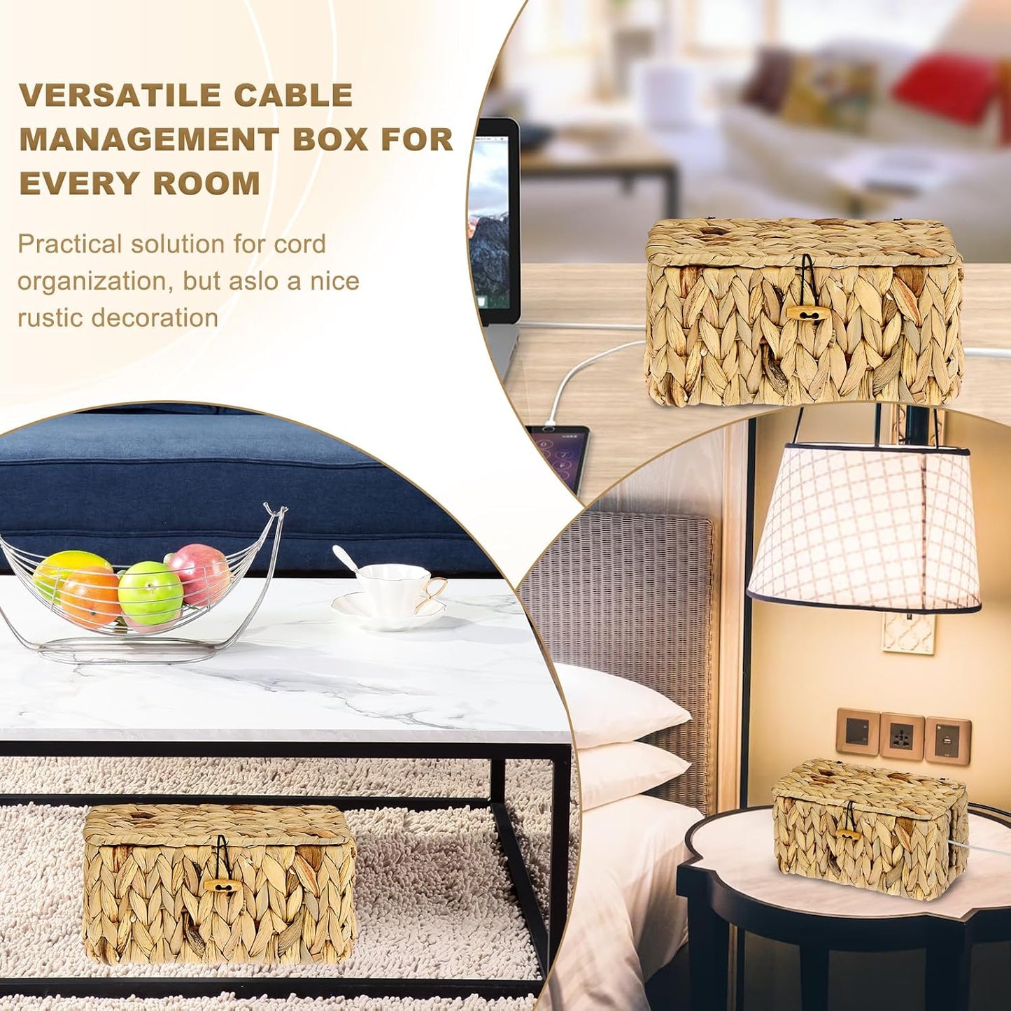 Cable Organizer Box / S / Water Hyacinth