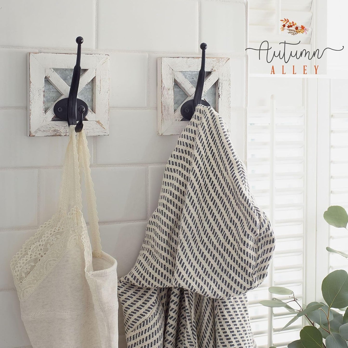 Farmhouse Bathroom Decor Hooks / White / Set of 2