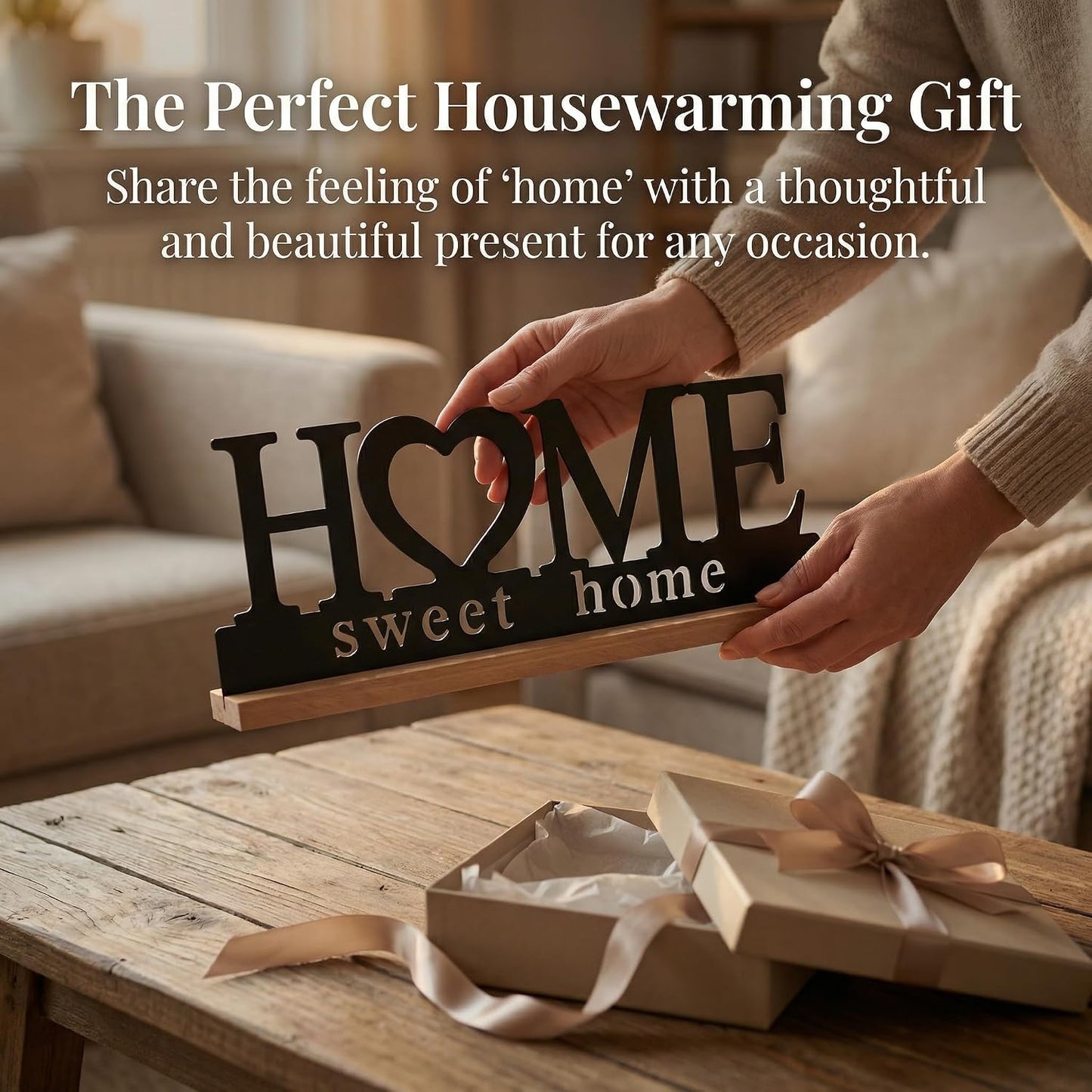 Metal Home Sweet Home Sign for Tabletop Decor / Black-home / 11.6 Inch