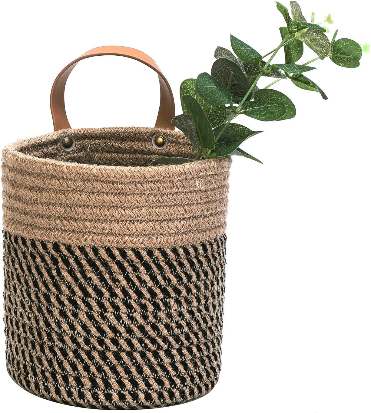 Small Cotton Rope Woven Closet Storage Bins-Shelf Basket Organizer for Plants / Jute