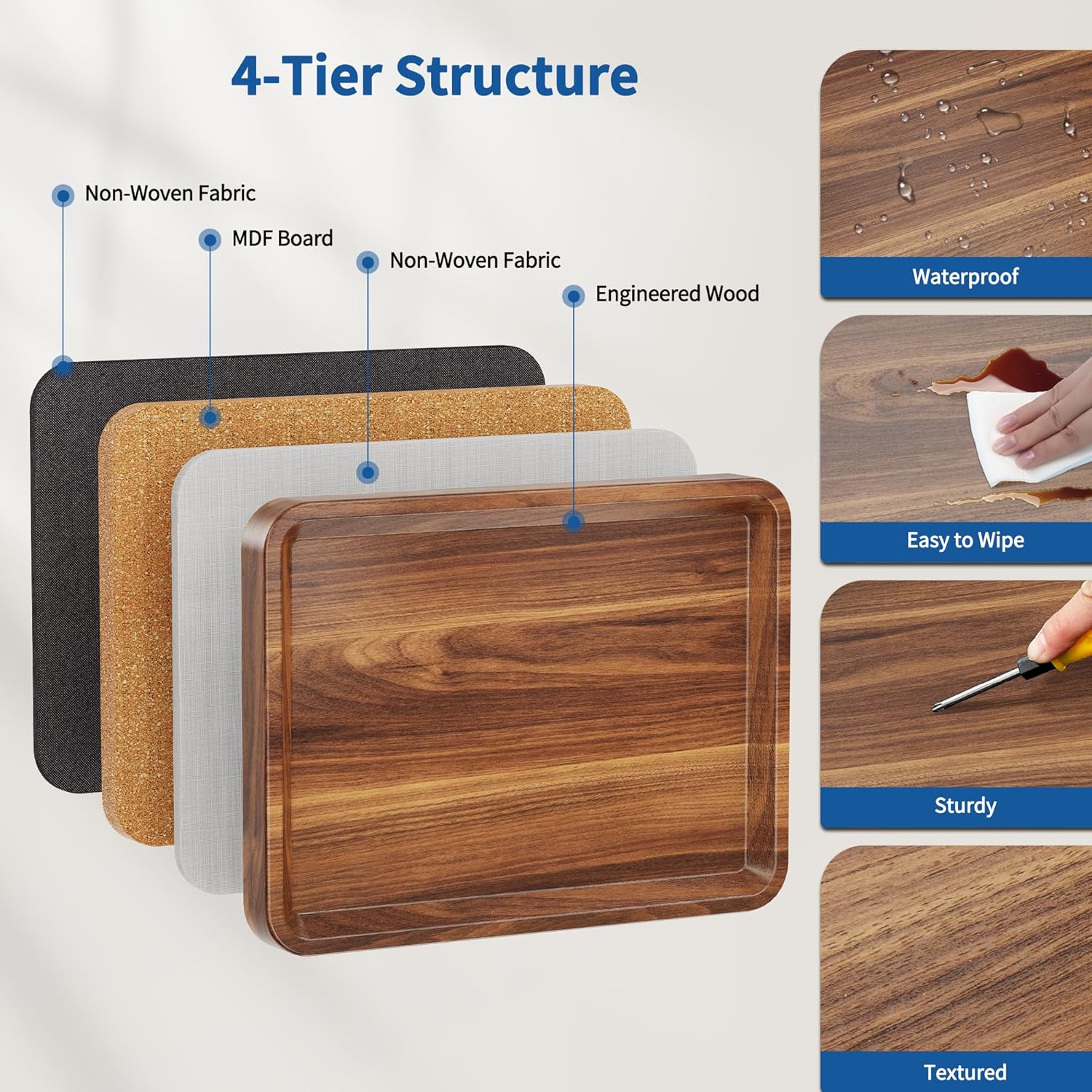 360°Swivel TV Tray Table for Small Spaces / L15.7*w11.8 / Walnut-height Adjustable