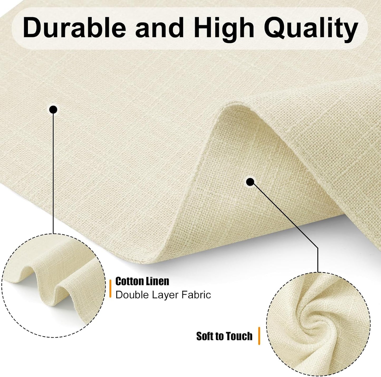 Homaxy Cloths Placemats for Dining Table Set of 6, 13" x 19", Cream | Heat Resistant, Washable, Cotton Linen Blend