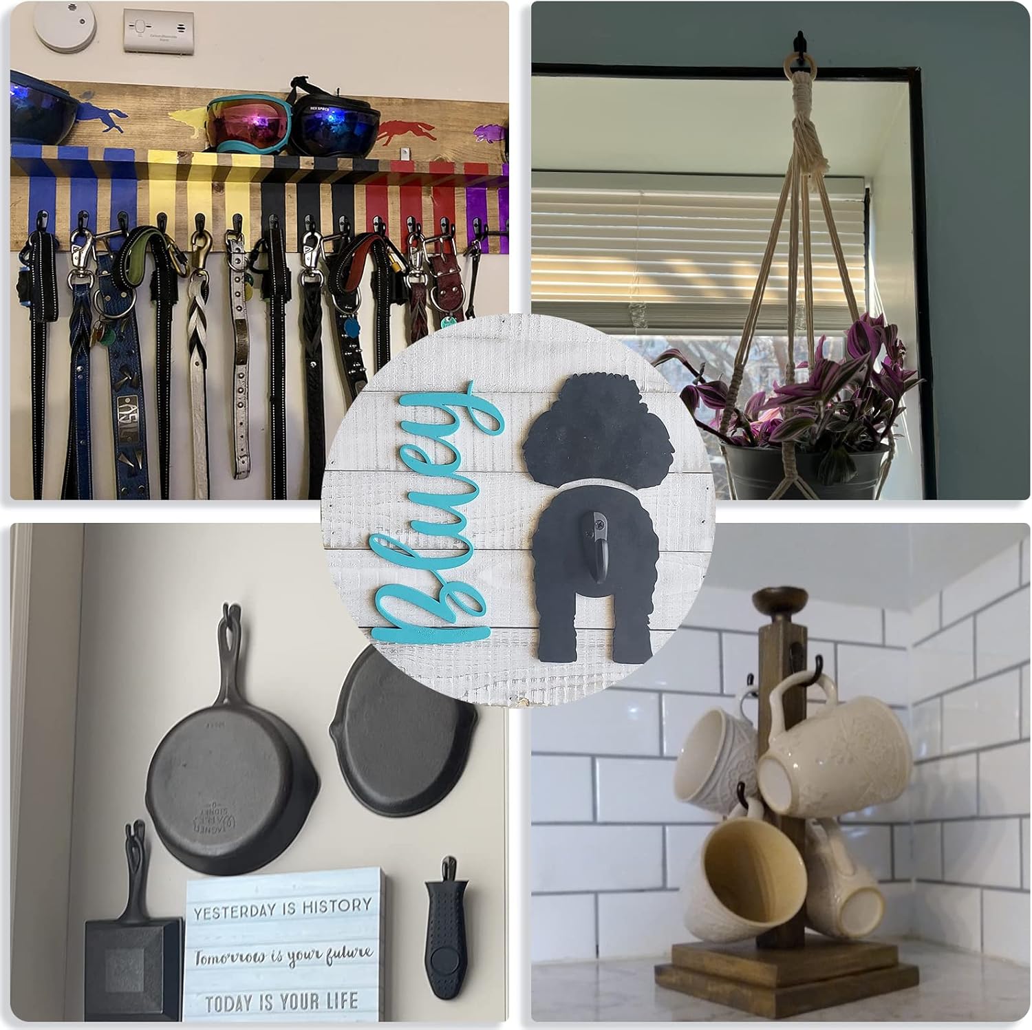 Coat Hooks Wall Mounted Single Prong Robe Hook for Hanging Towel Hooks / Black / Set of 20
